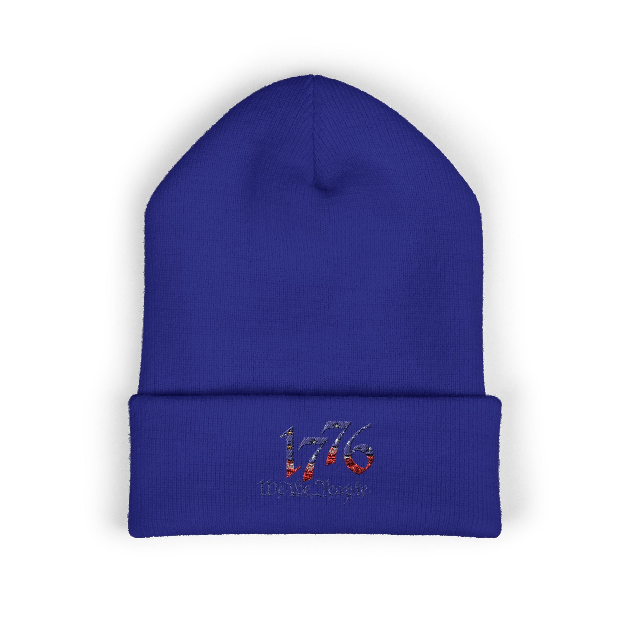 Embroidered Patriotic Beanie, 1776 USA Flag Knit Hat, American Constitution Winter Cap, Founding Fathers Headwear, Red White Blue Beanie