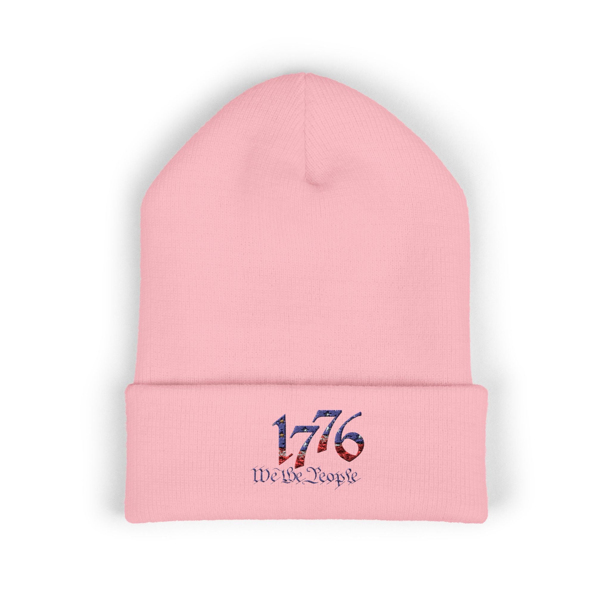 Embroidered Patriotic Beanie, 1776 USA Flag Knit Hat, American Constitution Winter Cap, Founding Fathers Headwear, Red White Blue Beanie