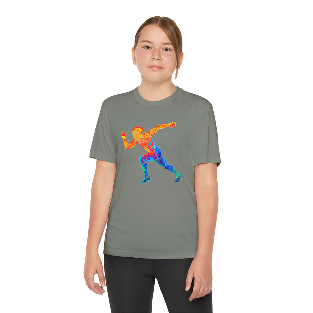Running Youth T-Shirt Sports Graphic Tee, Cool Athletic Shirt for Kids, Perfect for Sports Events, Team Spirit