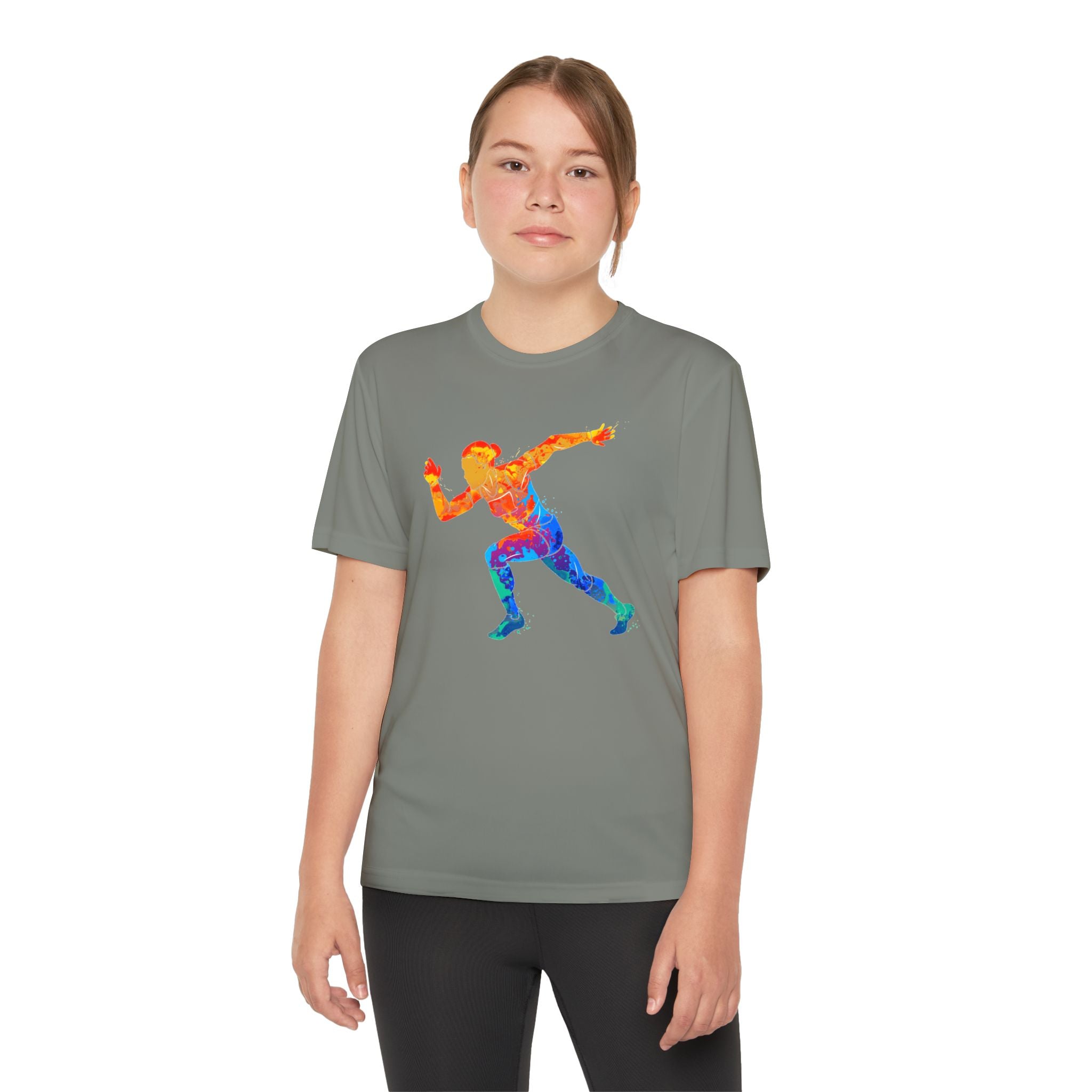 Running Youth T-Shirt Sports Graphic Tee, Cool Athletic Shirt for Kids, Perfect for Sports Events, Team Spirit