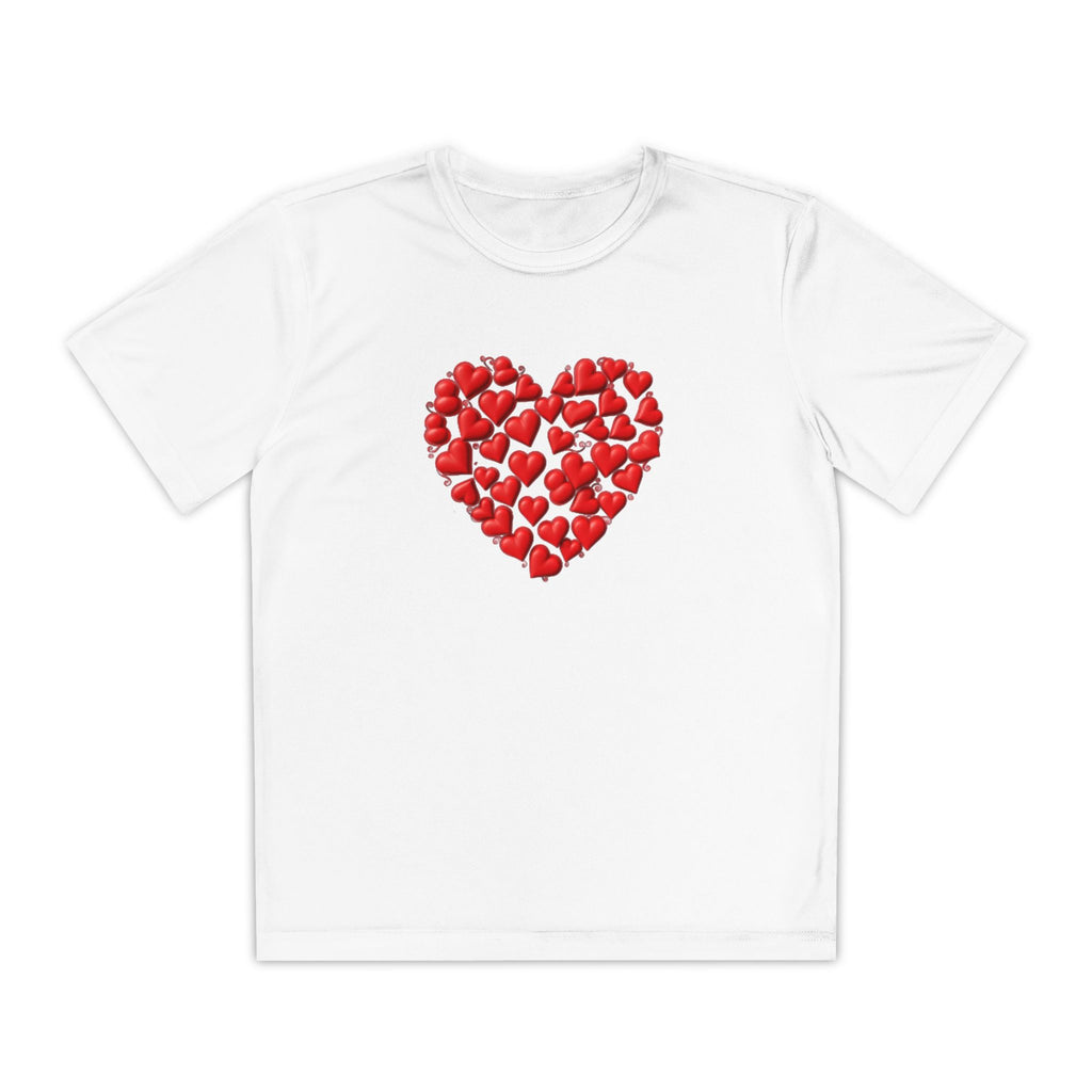 Heart Youth T-Shirt Sports Graphic Tee, Cool Athletic Shirt for Kids, Perfect for Sports Events, Team Spirit