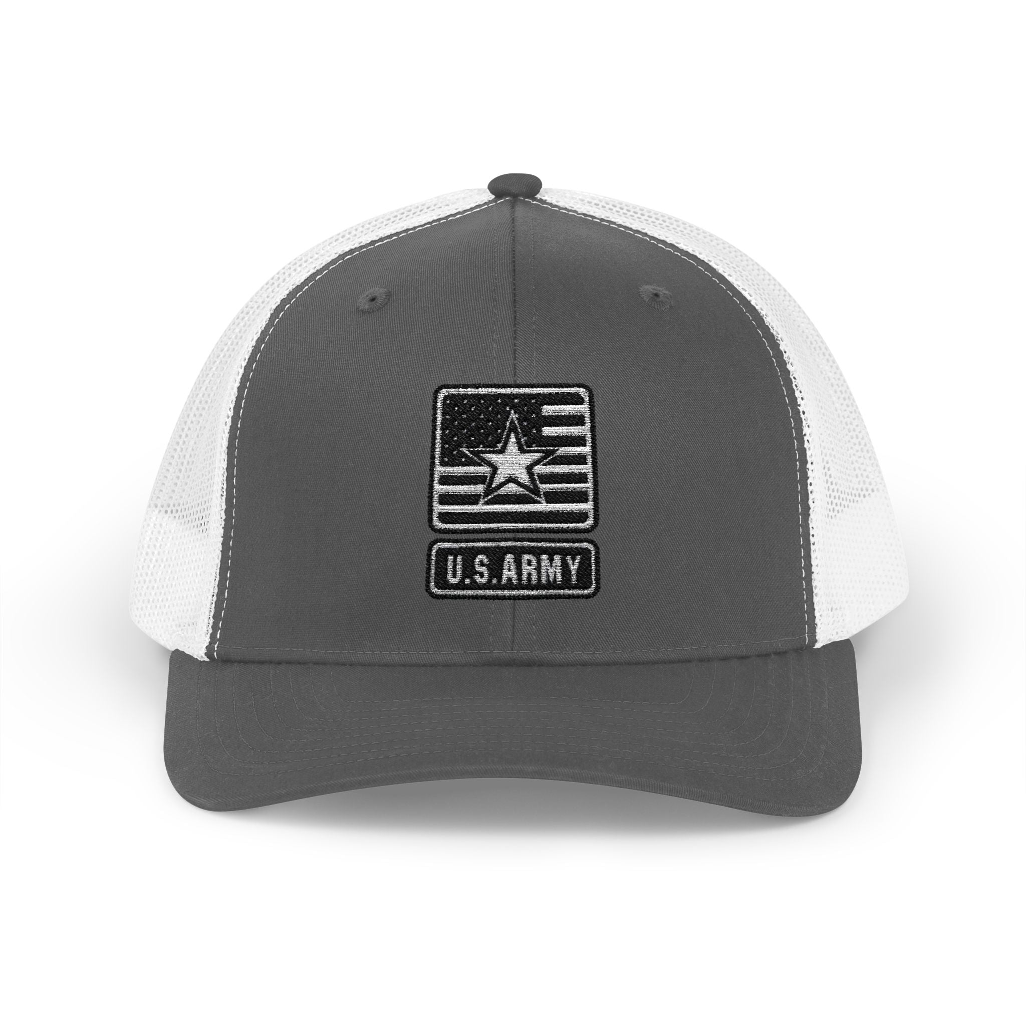 US Army Snapback Trucker Cap with Thin Red Line Design, Ideal for First Responders, Supportive Gifts, Memorials, Everyday Wear