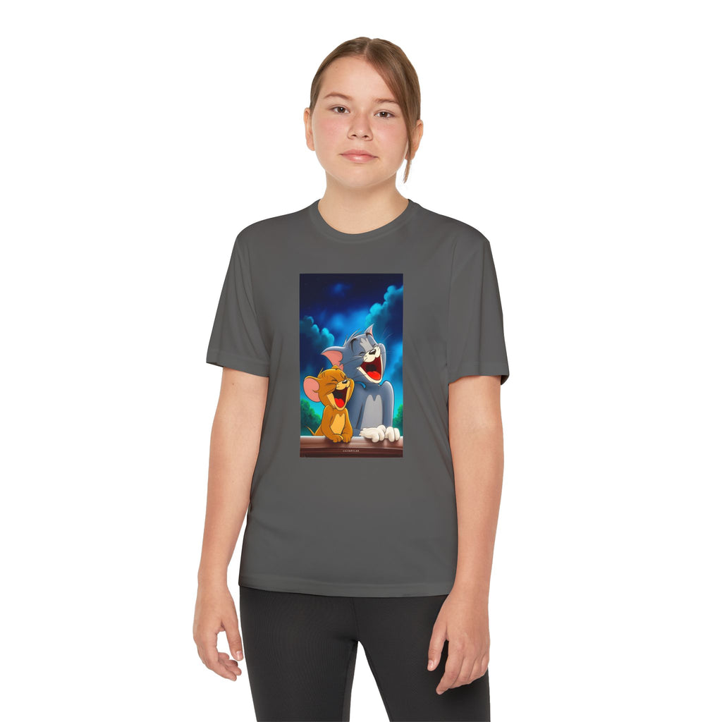 Youth Competitor Tee with Tom And Jerry design, Cartoon Graphic Kid's T-Shirt, Kids Tee, Children's Clothing, Funny Tee for Boys and Girls