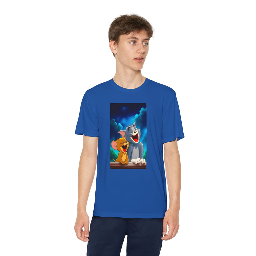 Youth Competitor Tee with Tom And Jerry design, Cartoon Graphic Kid's T-Shirt, Kids Tee, Children's Clothing, Funny Tee for Boys and Girls