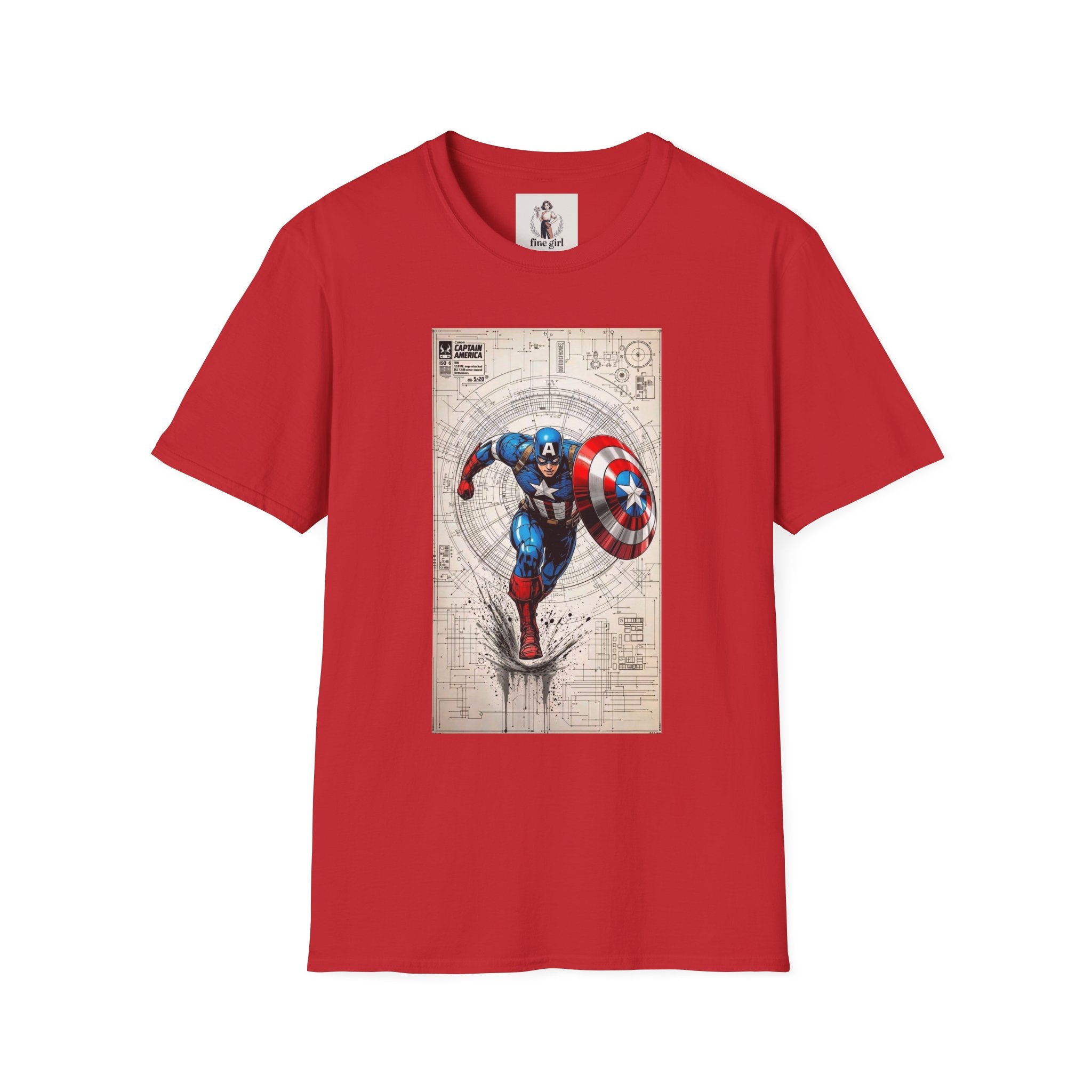 Captain America Superhero Marvel Unisex Softstyle T-Shirt, Comic Book Tee, Graphic Novel Shirt, Geeky Clothing, Cosplay Costume Top
