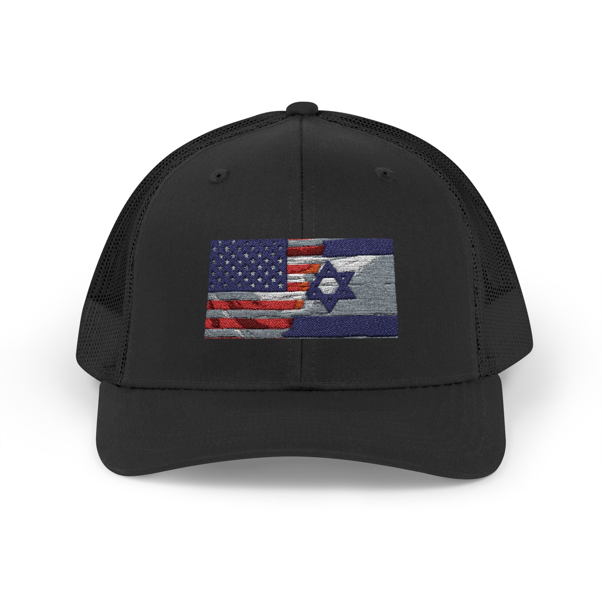 Isreal/ USA Flag Snapback Trucker Cap with Thin Red Line Design, Ideal for First Responders, Supportive Gifts, Memorials, Everyday Wear