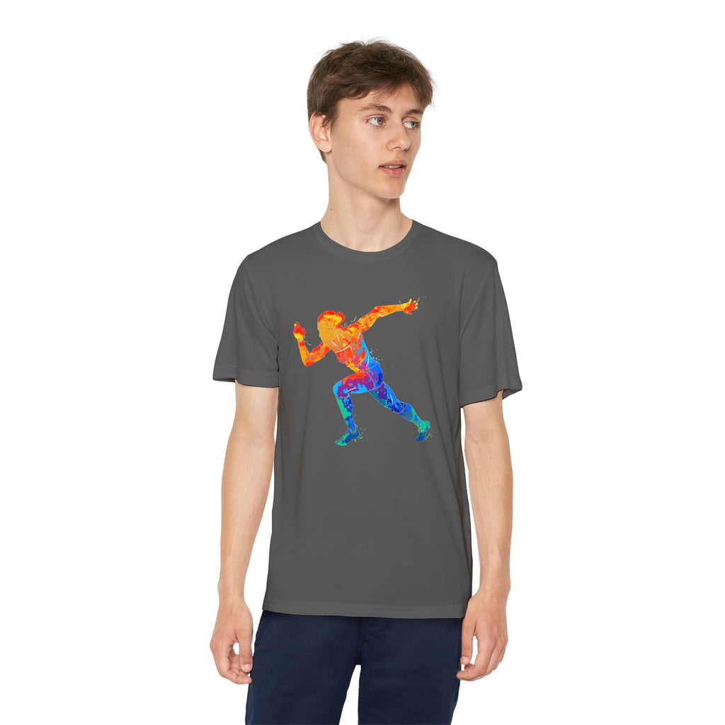 Running Youth T-Shirt Sports Graphic Tee, Cool Athletic Shirt for Kids, Perfect for Sports Events, Team Spirit