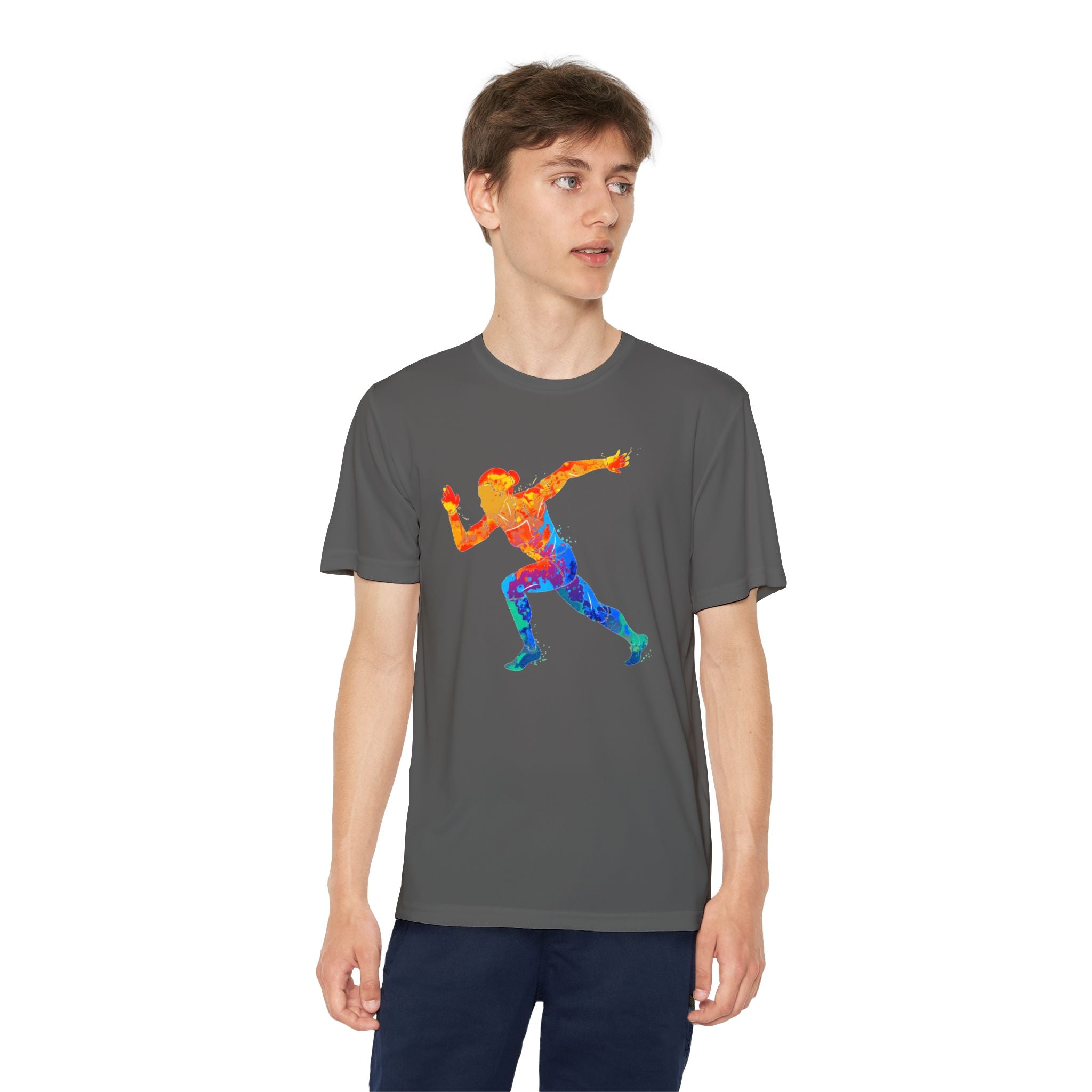 Running Youth T-Shirt Sports Graphic Tee, Cool Athletic Shirt for Kids, Perfect for Sports Events, Team Spirit