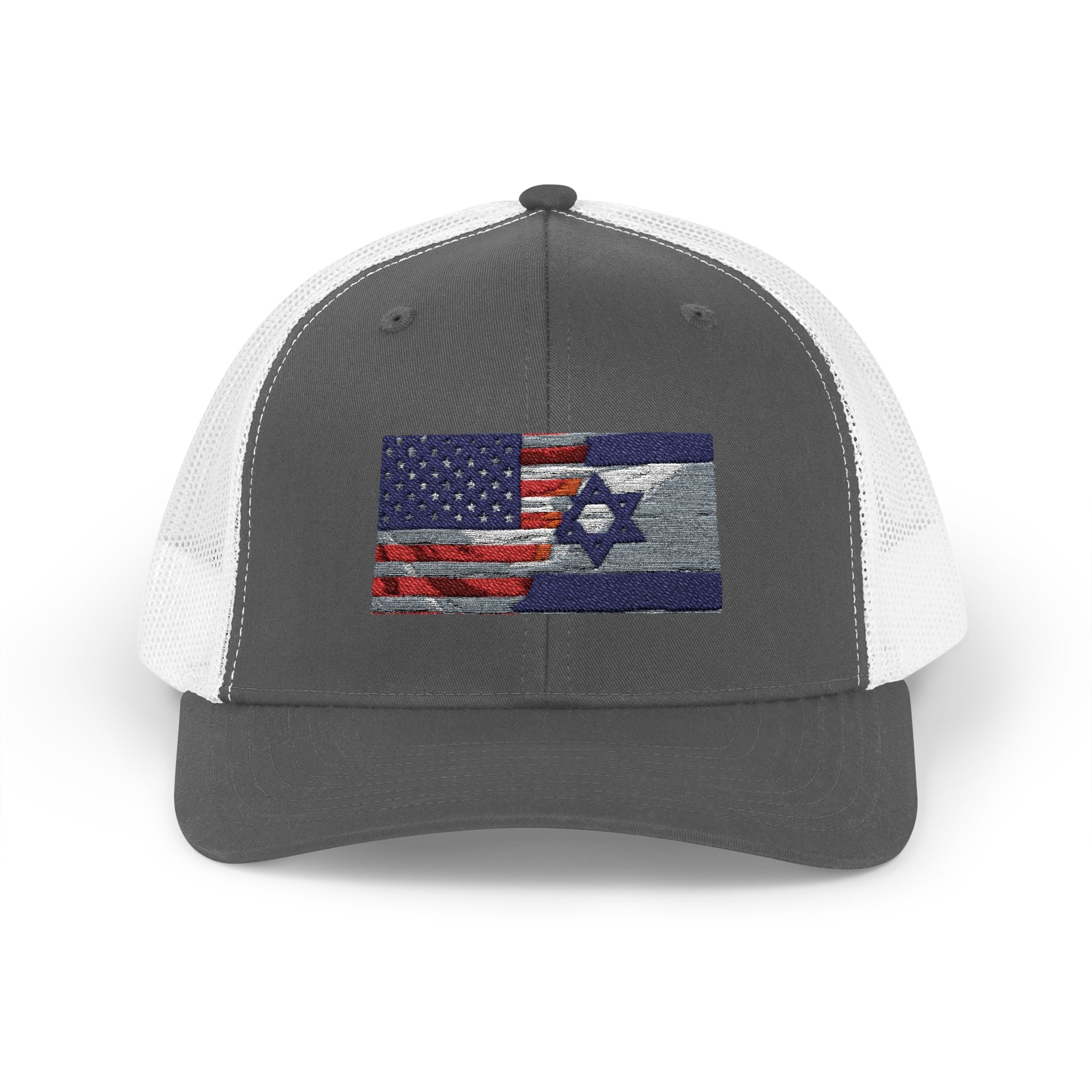 Isreal/ USA Flag Snapback Trucker Cap with Thin Red Line Design, Ideal for First Responders, Supportive Gifts, Memorials, Everyday Wear