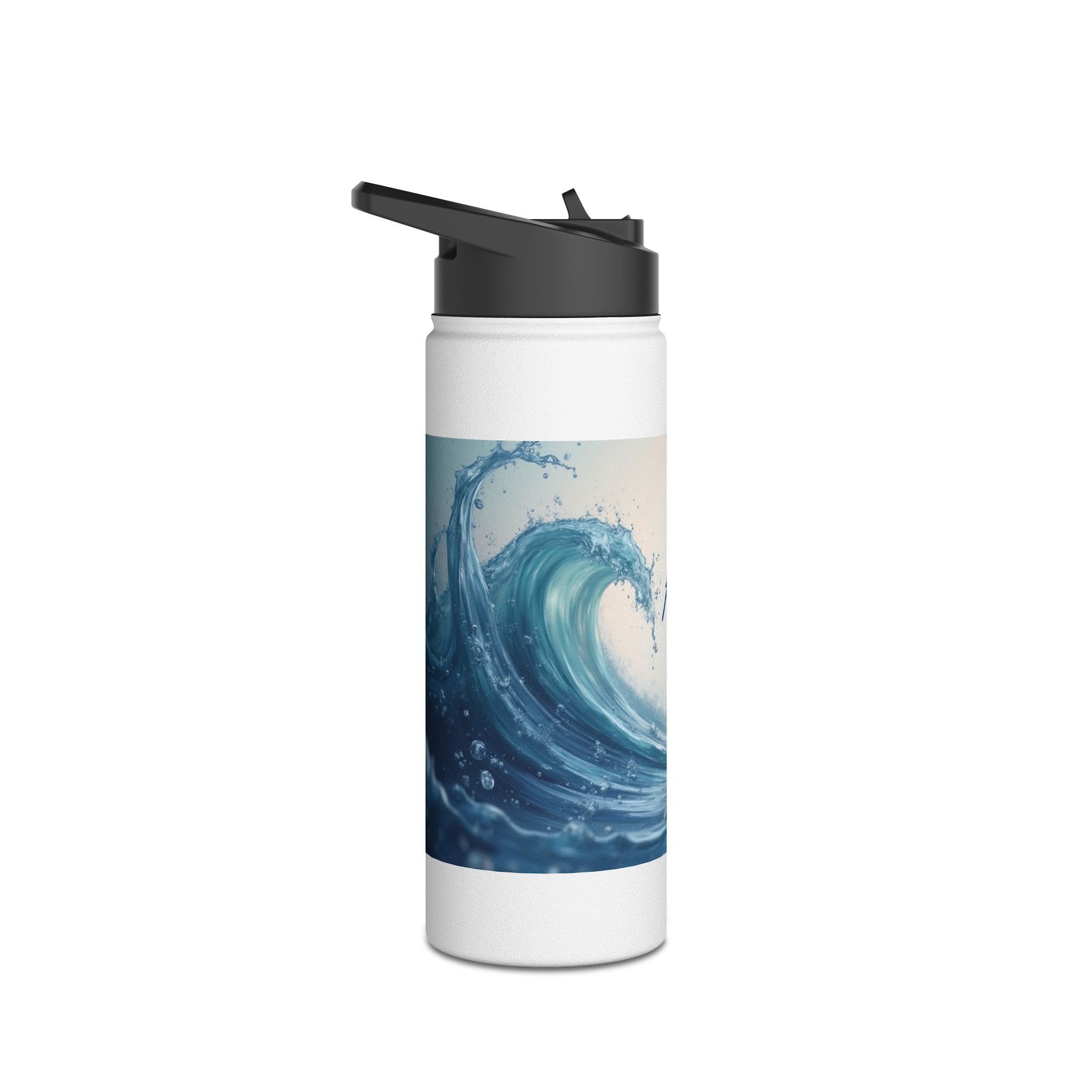 Aqua Wave Stainless Steel Water Bottle, Hydration Gift, Outdoor Adventure, Beach Vibes, Eco-Friendly, Travel Companion