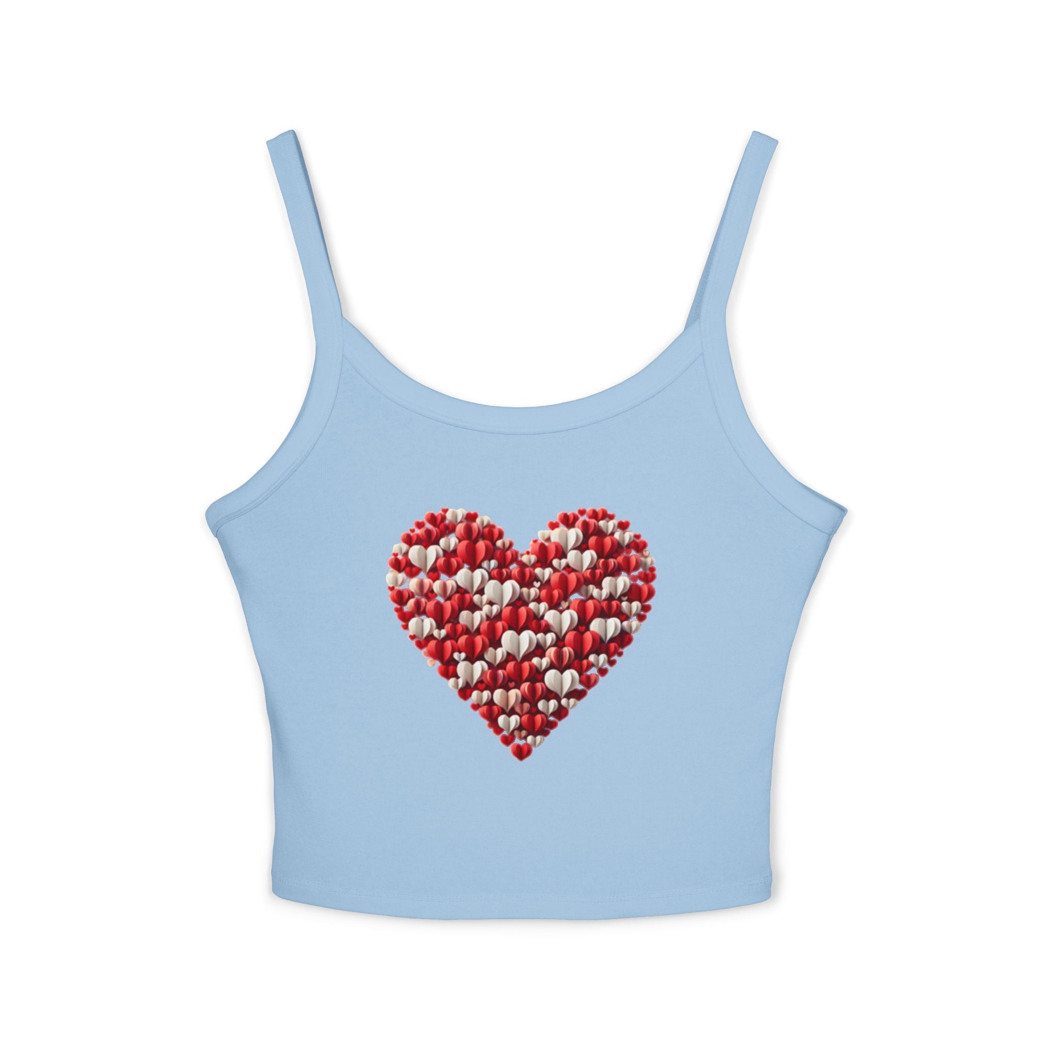Heart Tank Top, Love Cami, Valentine's Day Shirt, Romantic Sleeveless Tee, Women's Summer Blouse, Cute Spaghetti Strap Tank