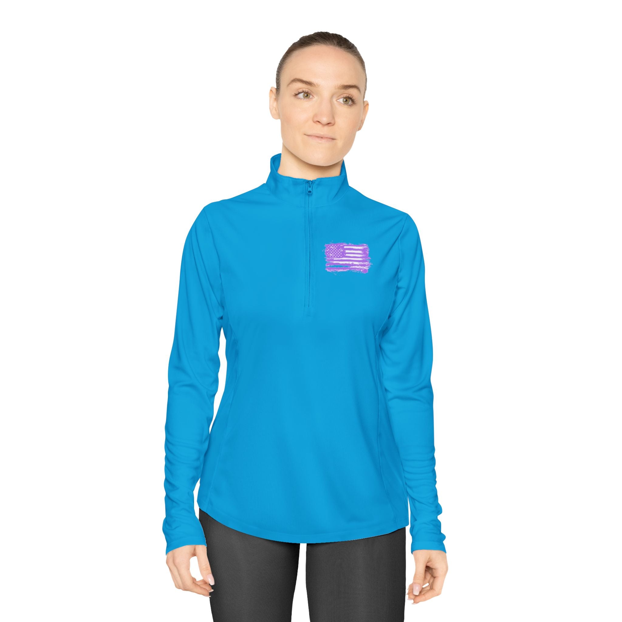 Ladies Quarter-Zip Pullover with Motivational Running Design, Athletic Apparel, Activewear, Sportswear, Fitness Gift, Running Top
