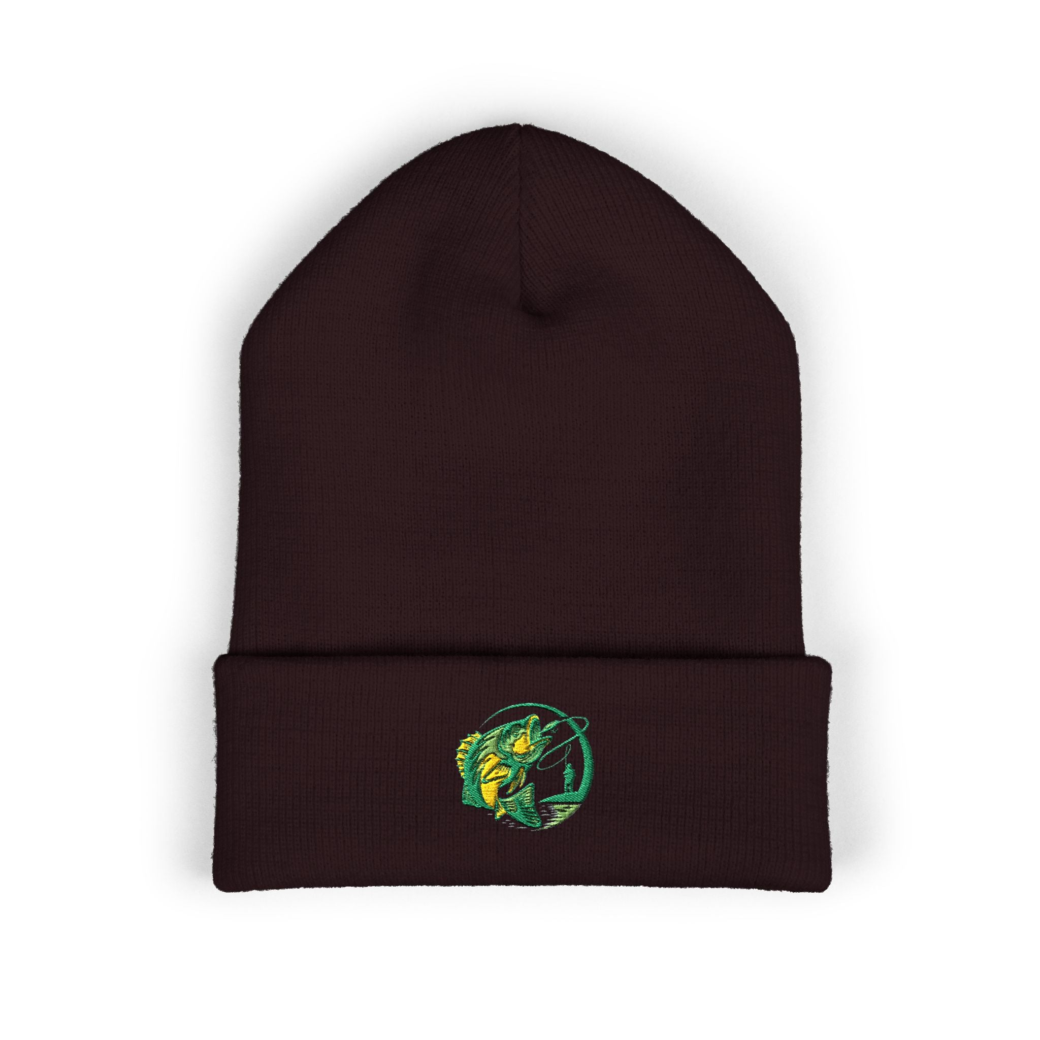 Embroidered Fishing Beanie, Fisherman Gift, Outdoor Winter Hat, Fishing Lover Apparel, Fishing Beanie with Embroidery