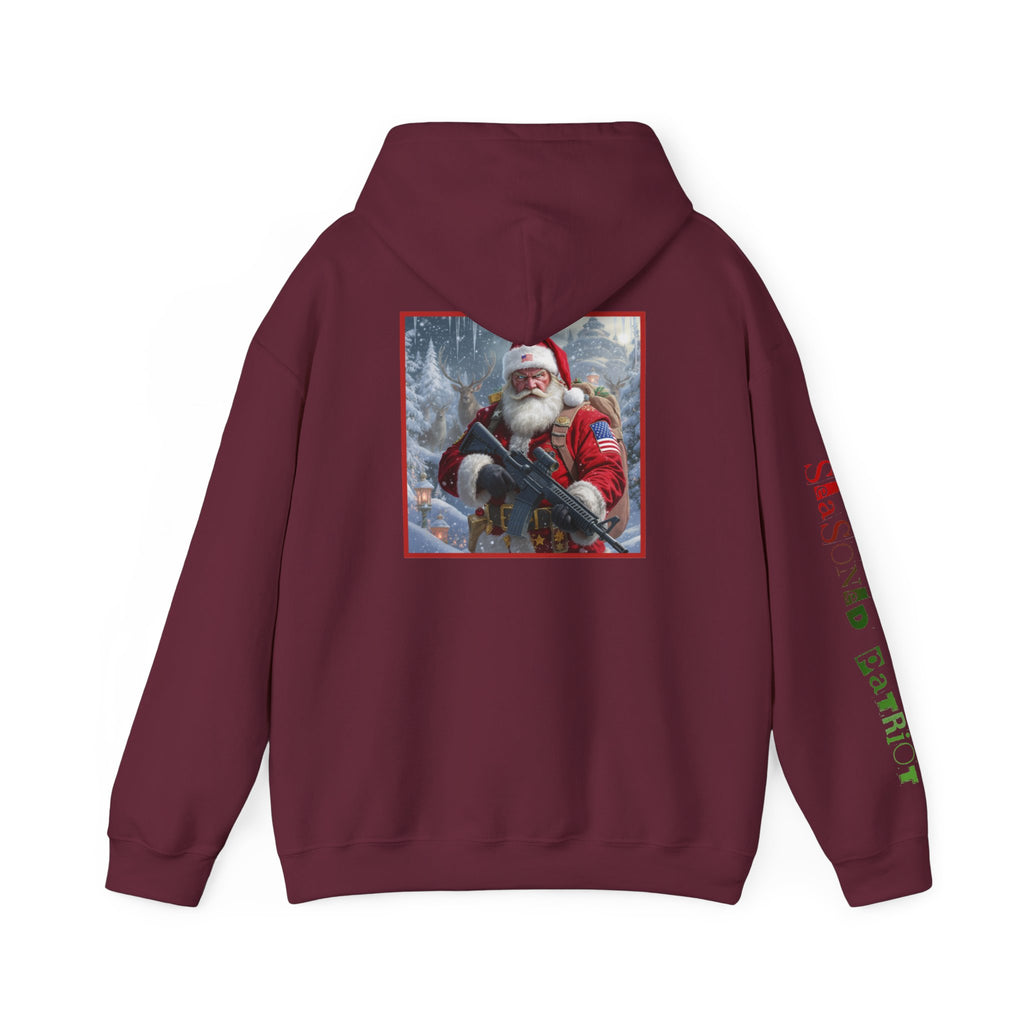 Christmas Santa Claus Patriotic USA Hoodie, Sweatshirt, Unisex Hooded Pullover, Holiday Outerwear, Festive Winter Apparel