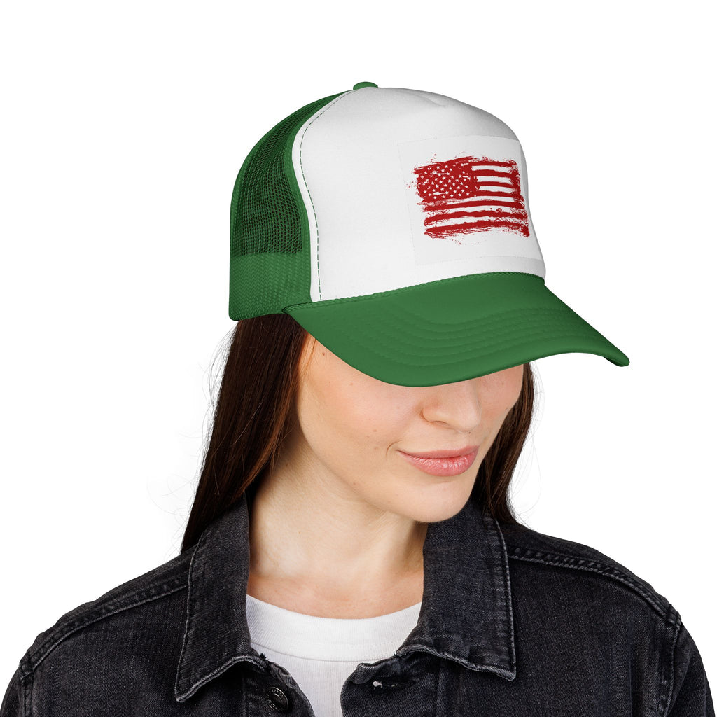 Patriotic Trucker Cap with American Flag Design, USA Hat, Summer Fashion, Outdoors Gear, Gift for Veterans, BBQ, 4th of July