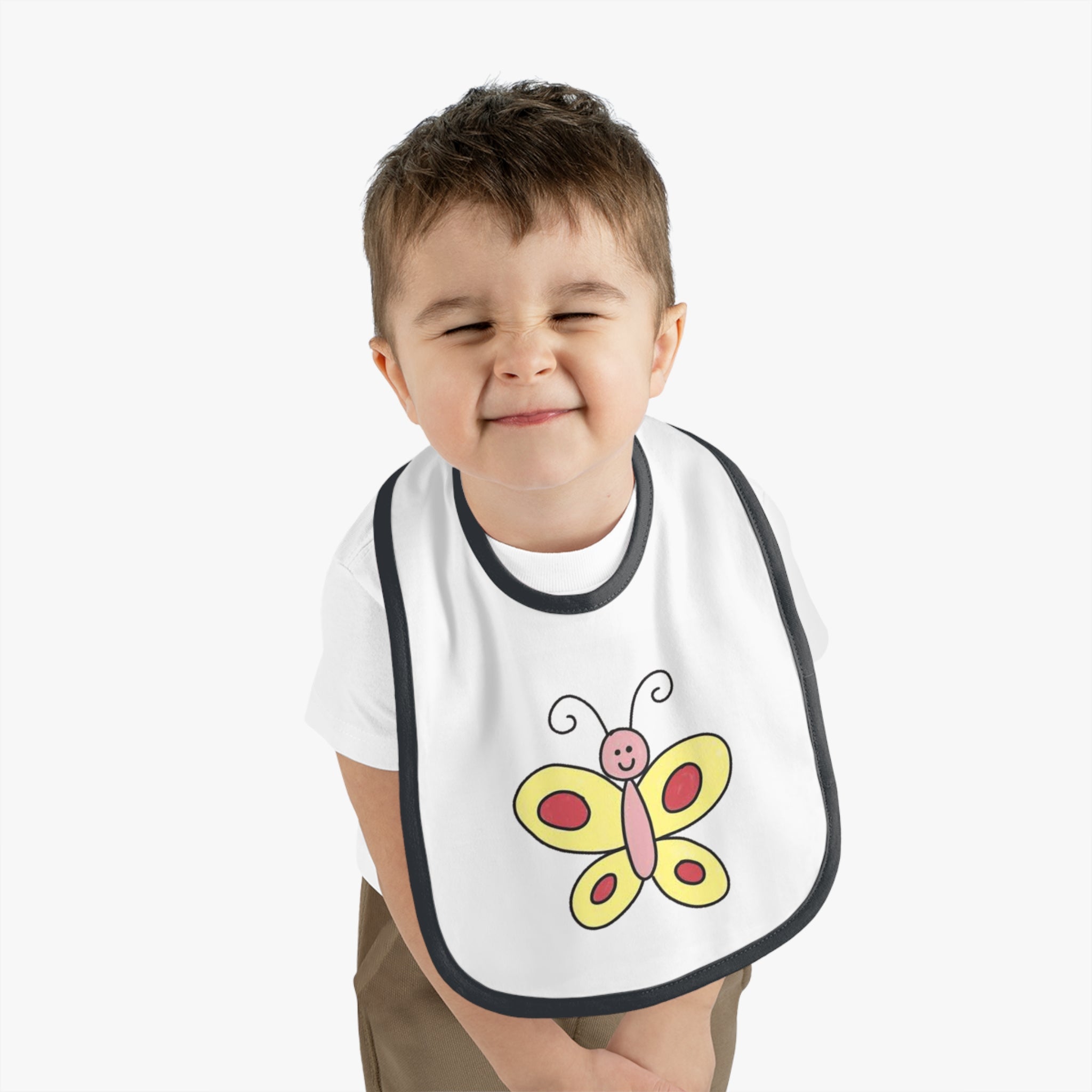 Butterfy Cute Baby Bib - Tiny but Mighty, Infant Feeding Bib, Baby Shower Gift, Newborn Accessories, Elephant Design, Everyday Use