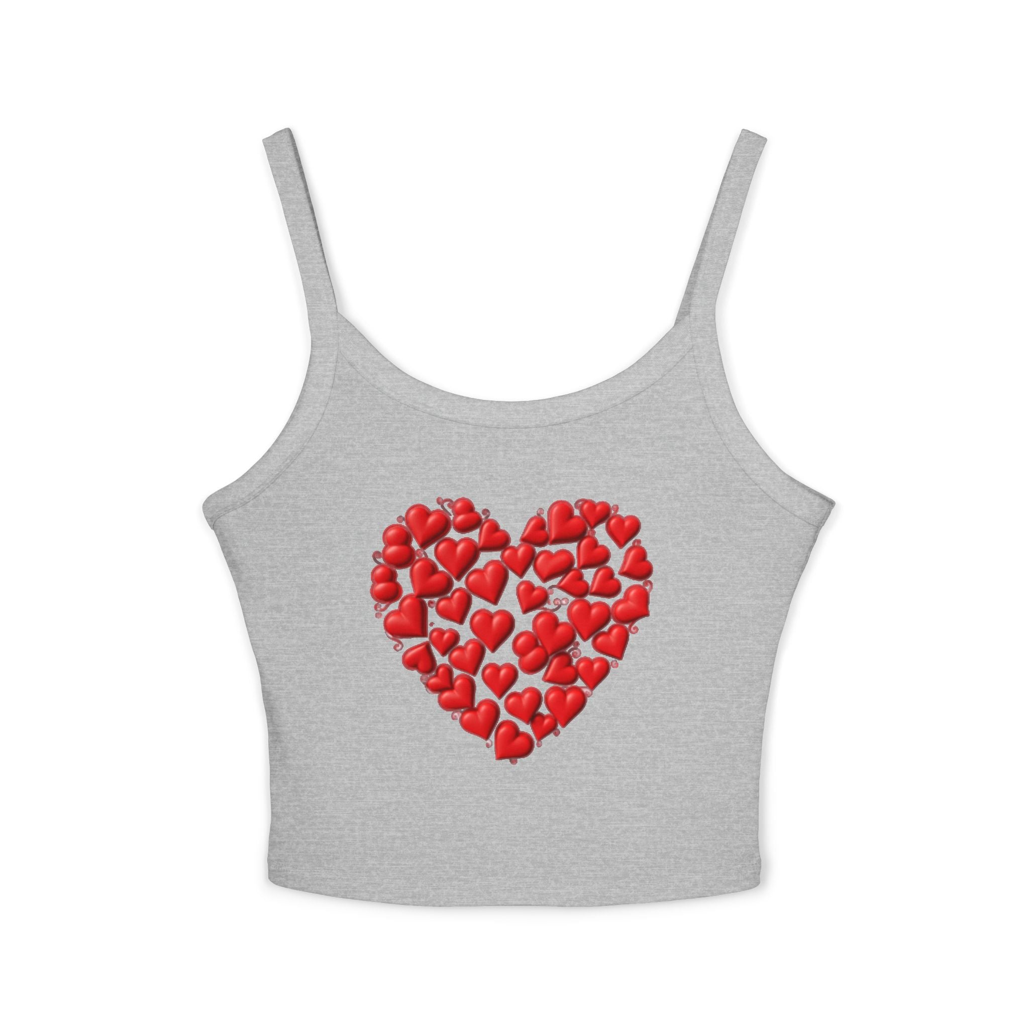 Heart Tank Top, Love Cami, Valentine's Day Shirt, Romantic Sleeveless Tee, Women's Summer Blouse, Cute Spaghetti Strap Tank