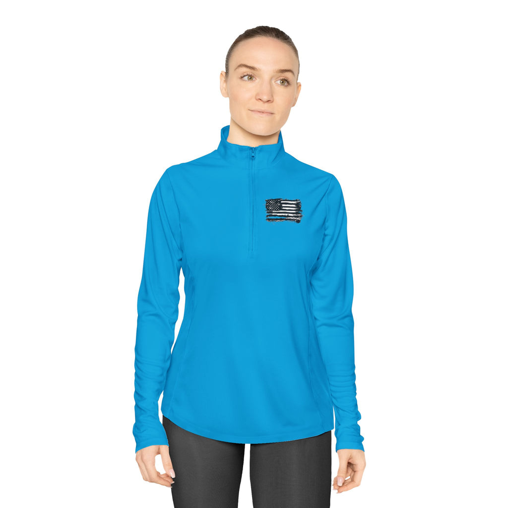Ladies Quarter-Zip Pullover with Motivational Running Design, Athletic Apparel, Activewear, Sportswear, Fitness Gift, Running Top