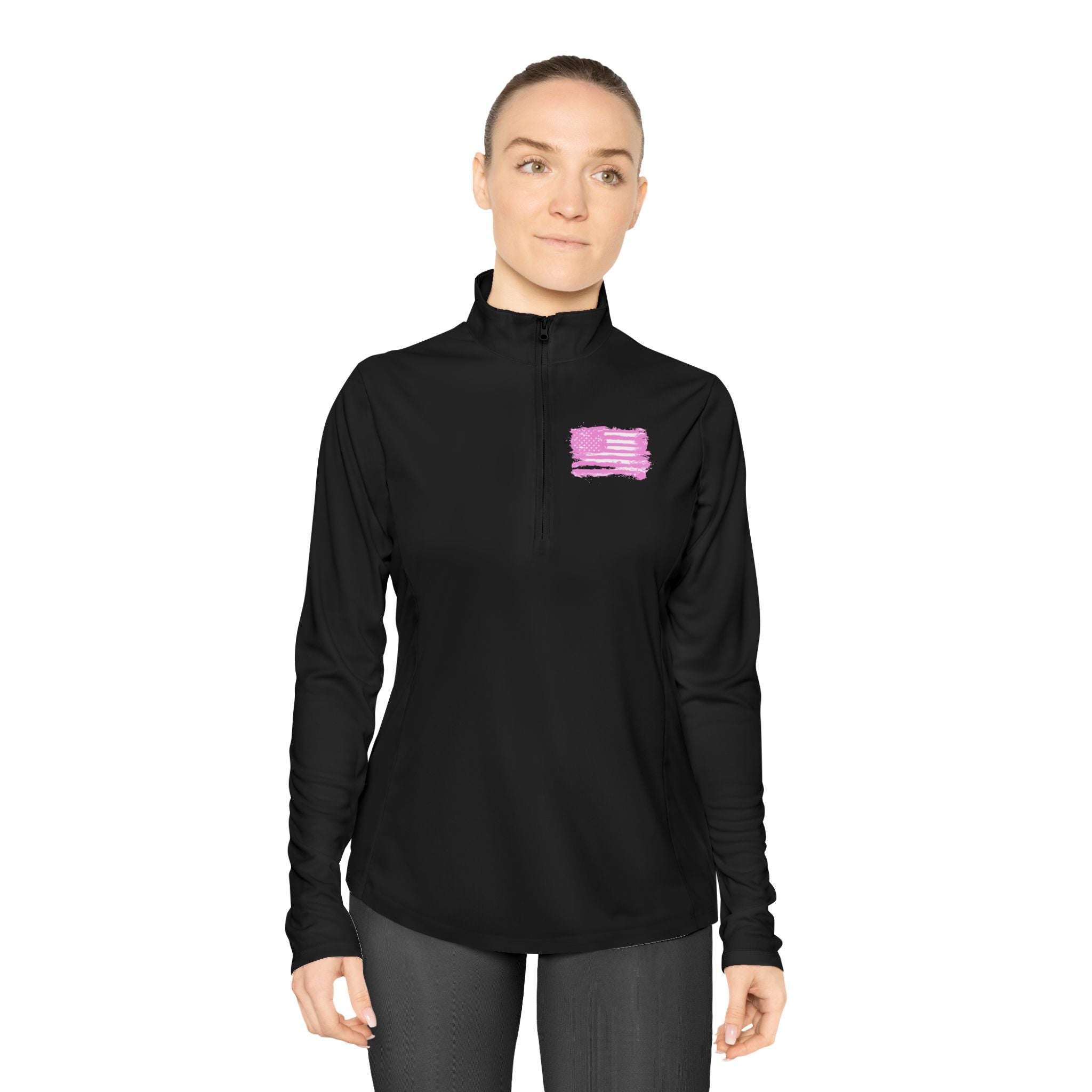 Ladies Quarter-Zip Pullover with Motivational Running Design, Athletic Apparel, Activewear, Sportswear, Fitness Gift, Running Top