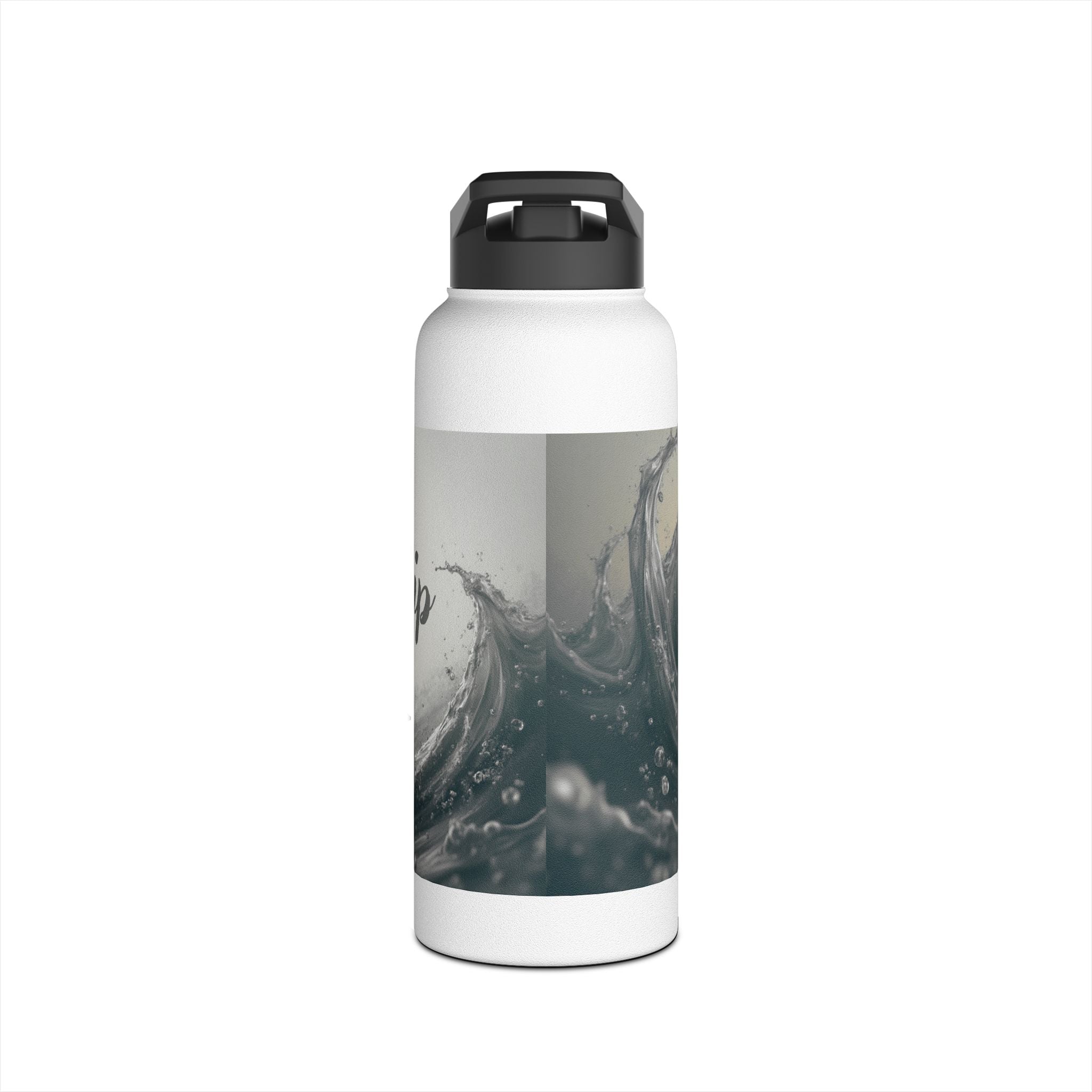 Aqua Wave Stainless Steel Water Bottle, Hydration Gift, Outdoor Adventure, Beach Vibes, Eco-Friendly, Travel Companion
