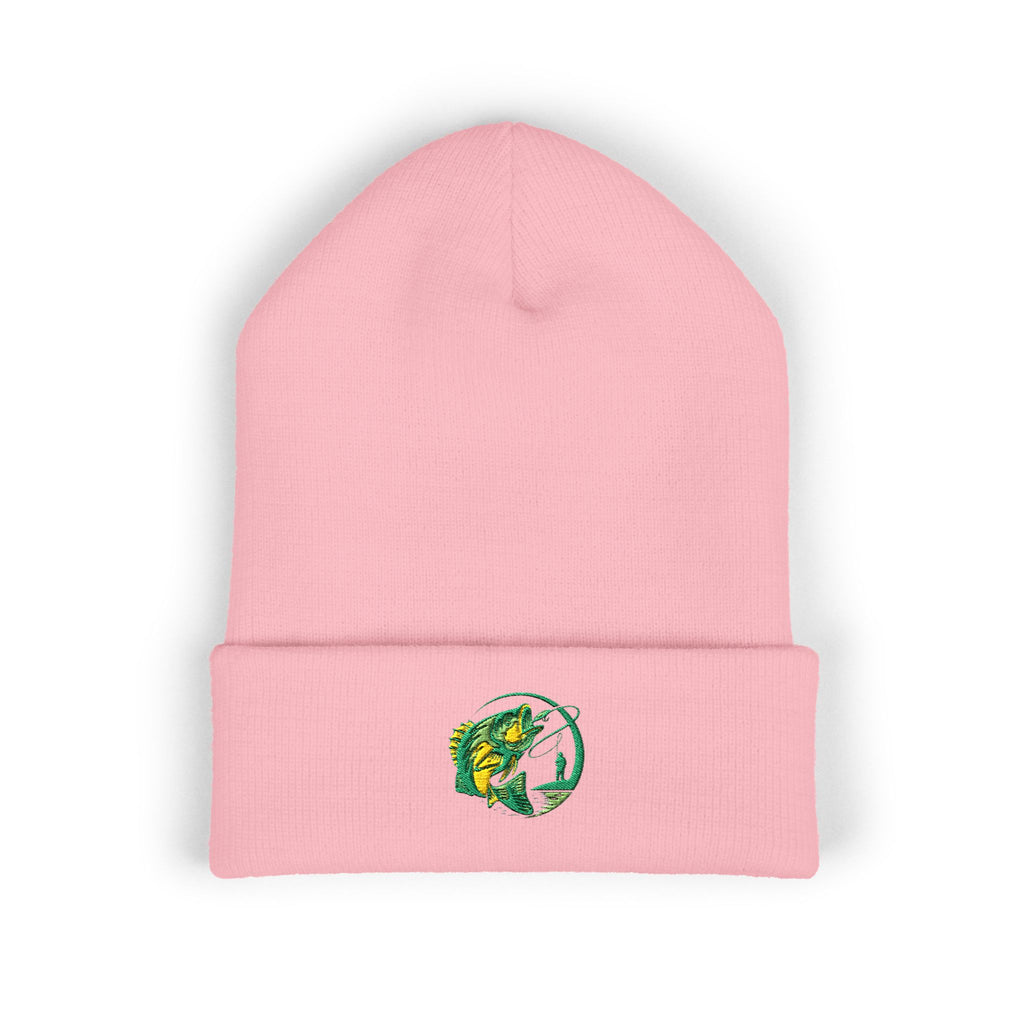 Embroidered Fishing Beanie, Fisherman Gift, Outdoor Winter Hat, Fishing Lover Apparel, Fishing Beanie with Embroidery