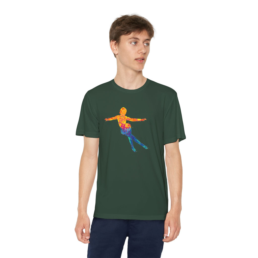 Ice Skating Youth Sports Graphic Tee, Cool Athletic Shirt for Kids, Perfect for Sports Events, Team Spirit, Birthday Gift, Summer Activities