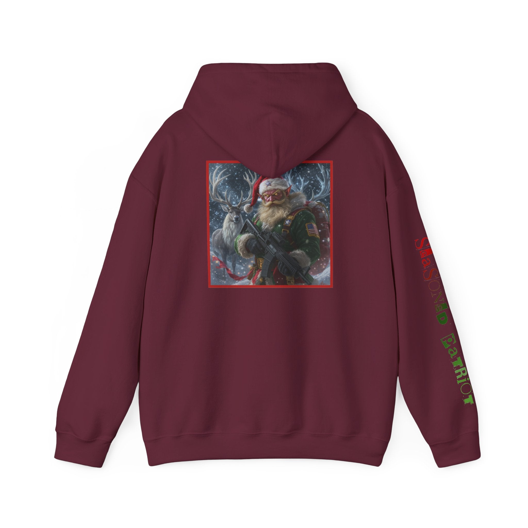 Christmas Elf Patriotic USA Hoodie, Sweatshirt, Unisex Hooded Pullover, Holiday Outerwear, Festive Winter Apparel