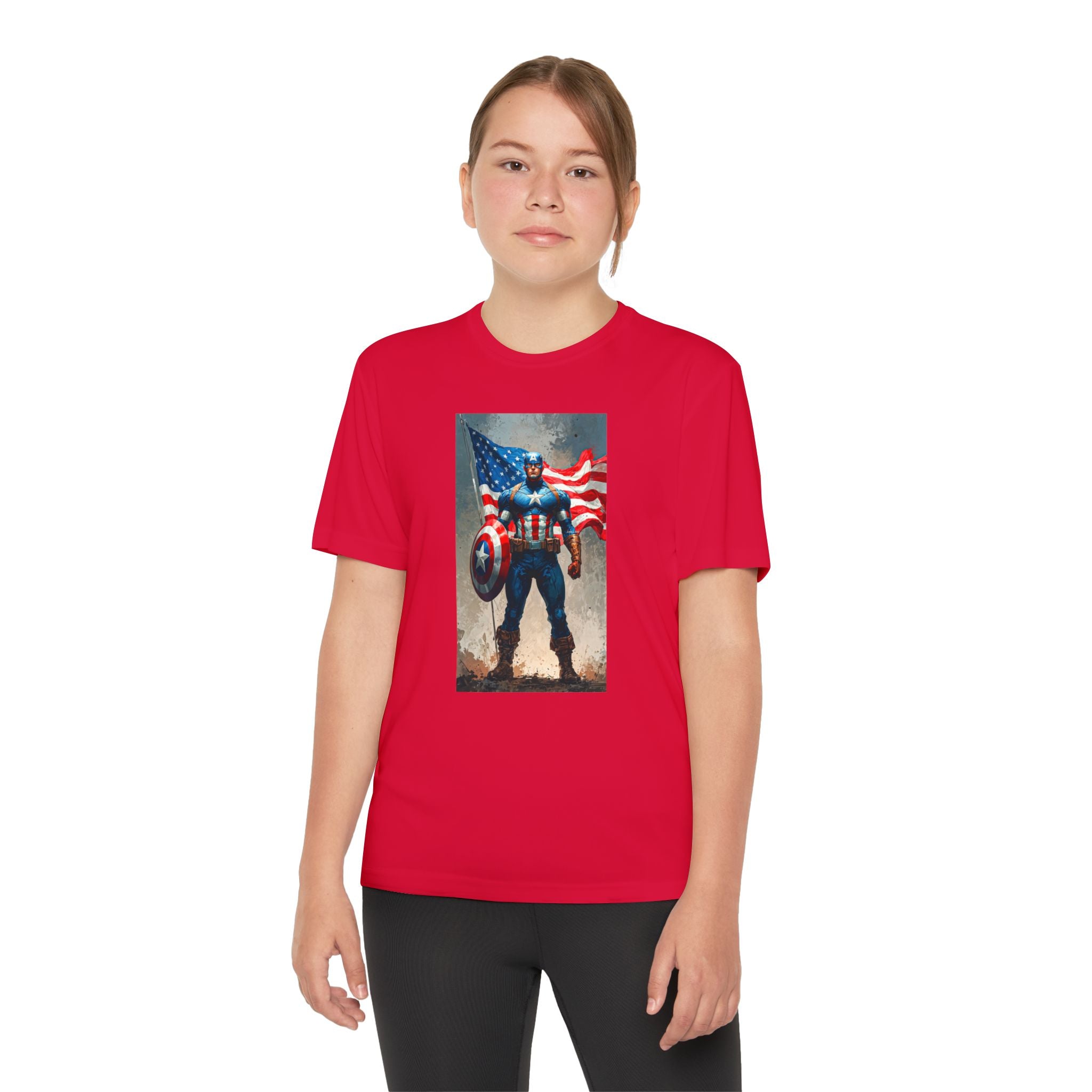 Captain America Superhero Marvel Patriotic, Kids Graphic T-Shirt, Boys Hero Top, Girls Comic Book Clothing, Birthday