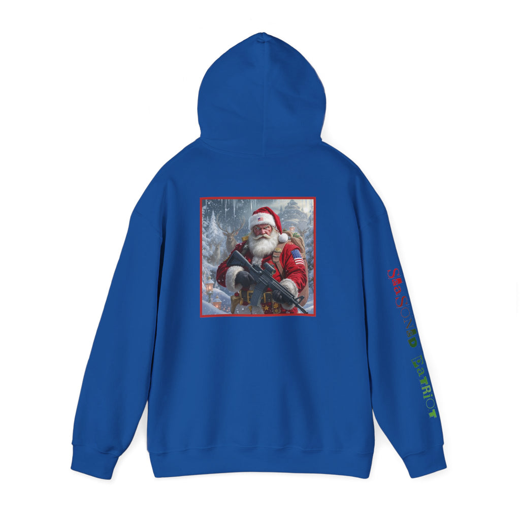 Christmas Santa Claus Patriotic USA Hoodie, Sweatshirt, Unisex Hooded Pullover, Holiday Outerwear, Festive Winter Apparel