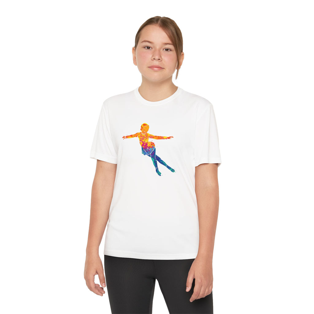 Ice Skating Youth Sports Graphic Tee, Cool Athletic Shirt for Kids, Perfect for Sports Events, Team Spirit, Birthday Gift, Summer Activities