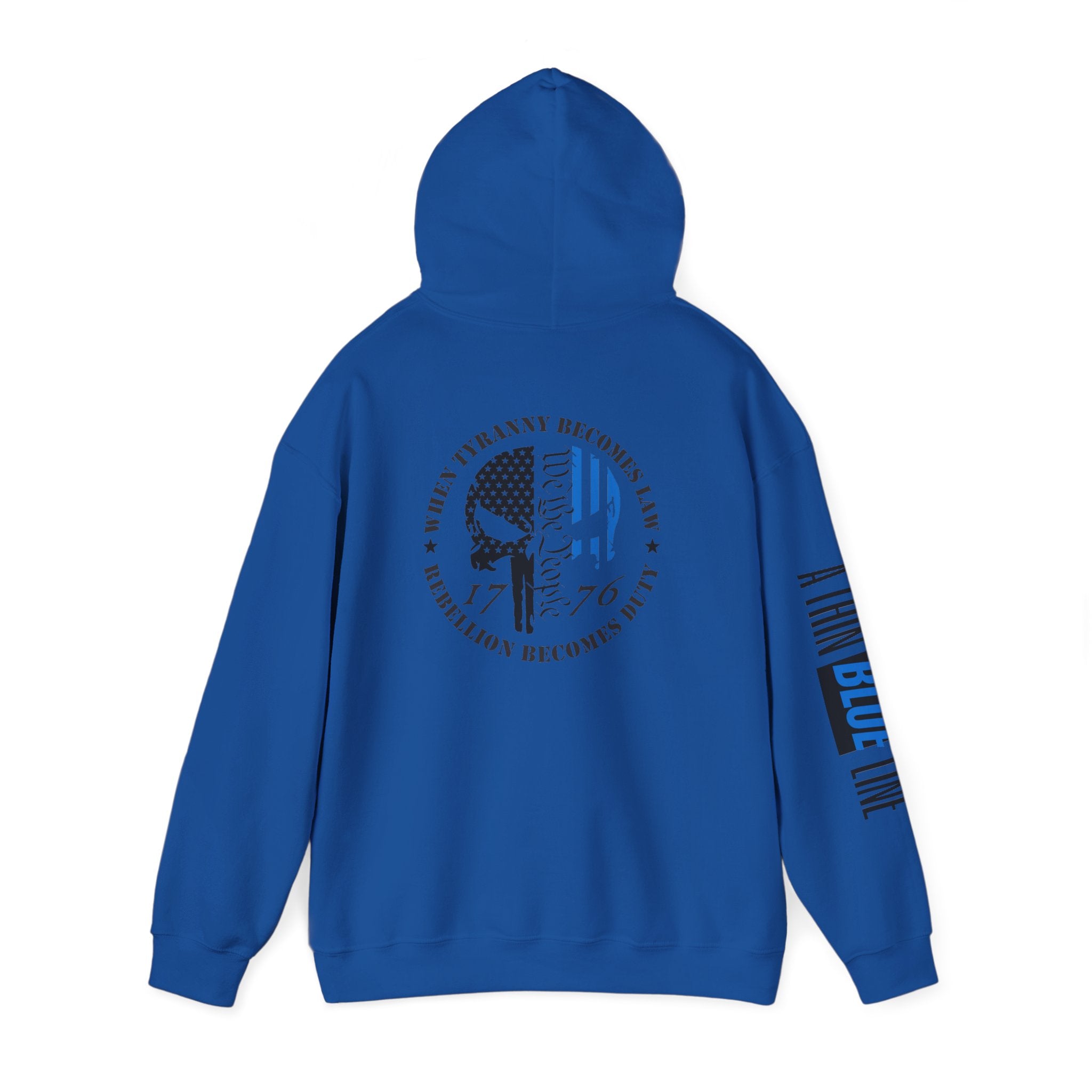 Thin Blue Line Law Enforcement Patriotic Hoodie, Police Support Sweatshirt, Law Enforcement Gift, Patriotic Hooded Pullover, USA Flag