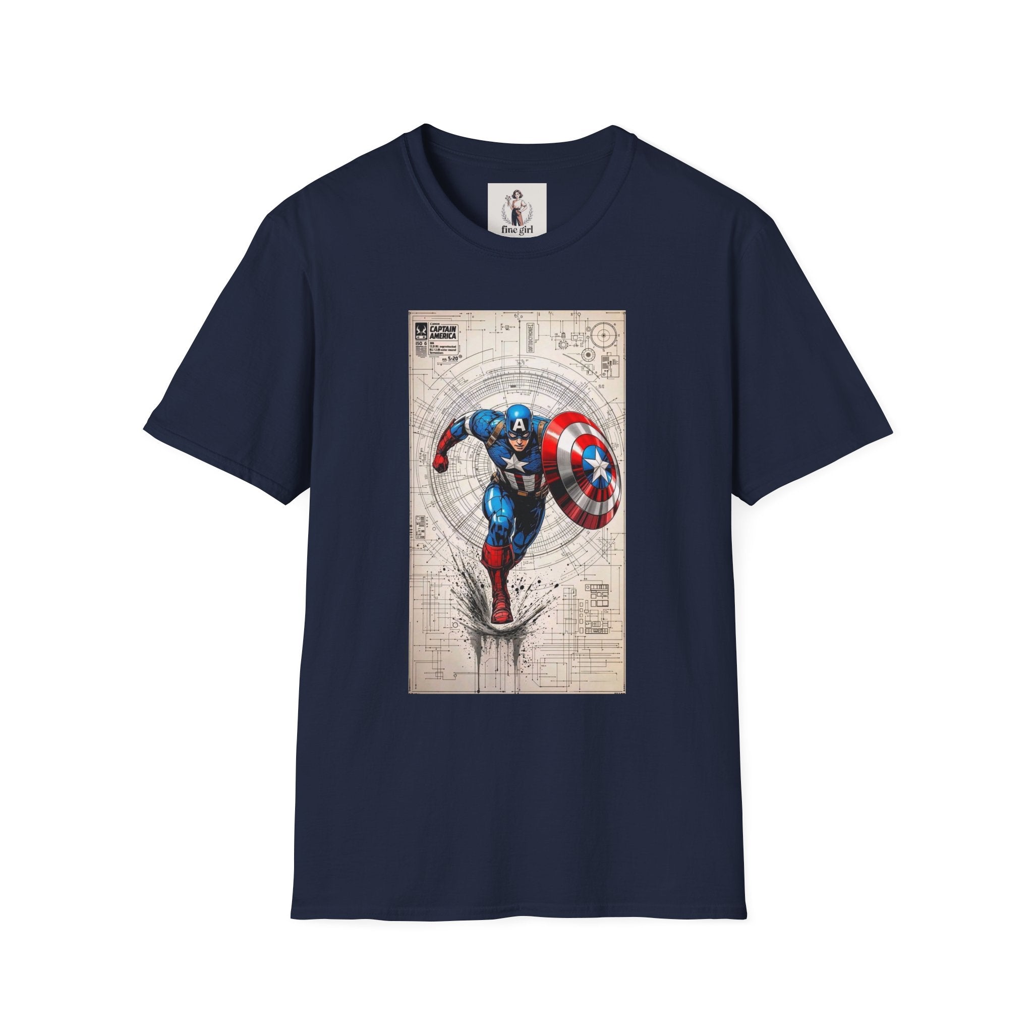 Captain America Superhero Marvel Unisex Softstyle T-Shirt, Comic Book Tee, Graphic Novel Shirt, Geeky Clothing, Cosplay Costume Top