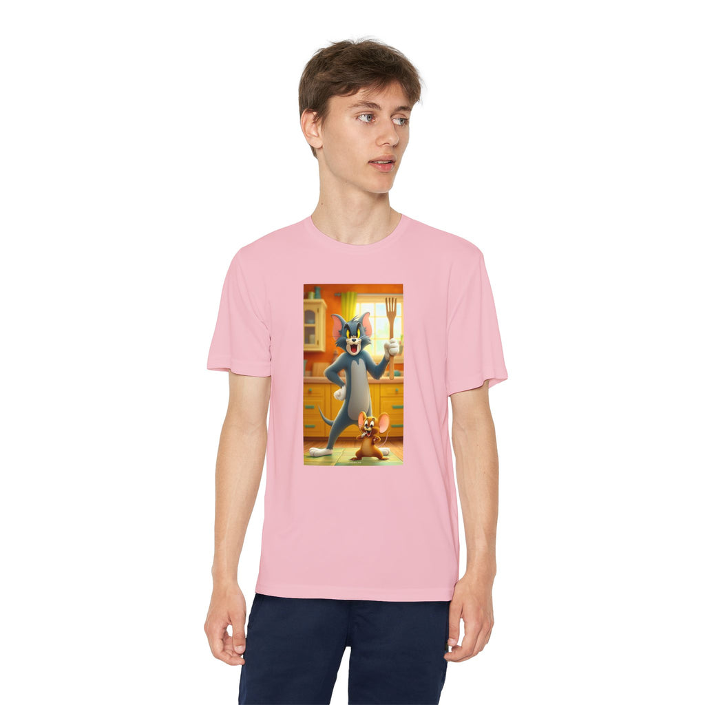 Youth Competitor Tee with Tom And Jerry design, Cartoon Graphic Kid's T-Shirt, Kids Tee, Children's Clothing, Funny Tee for Boys and Girls