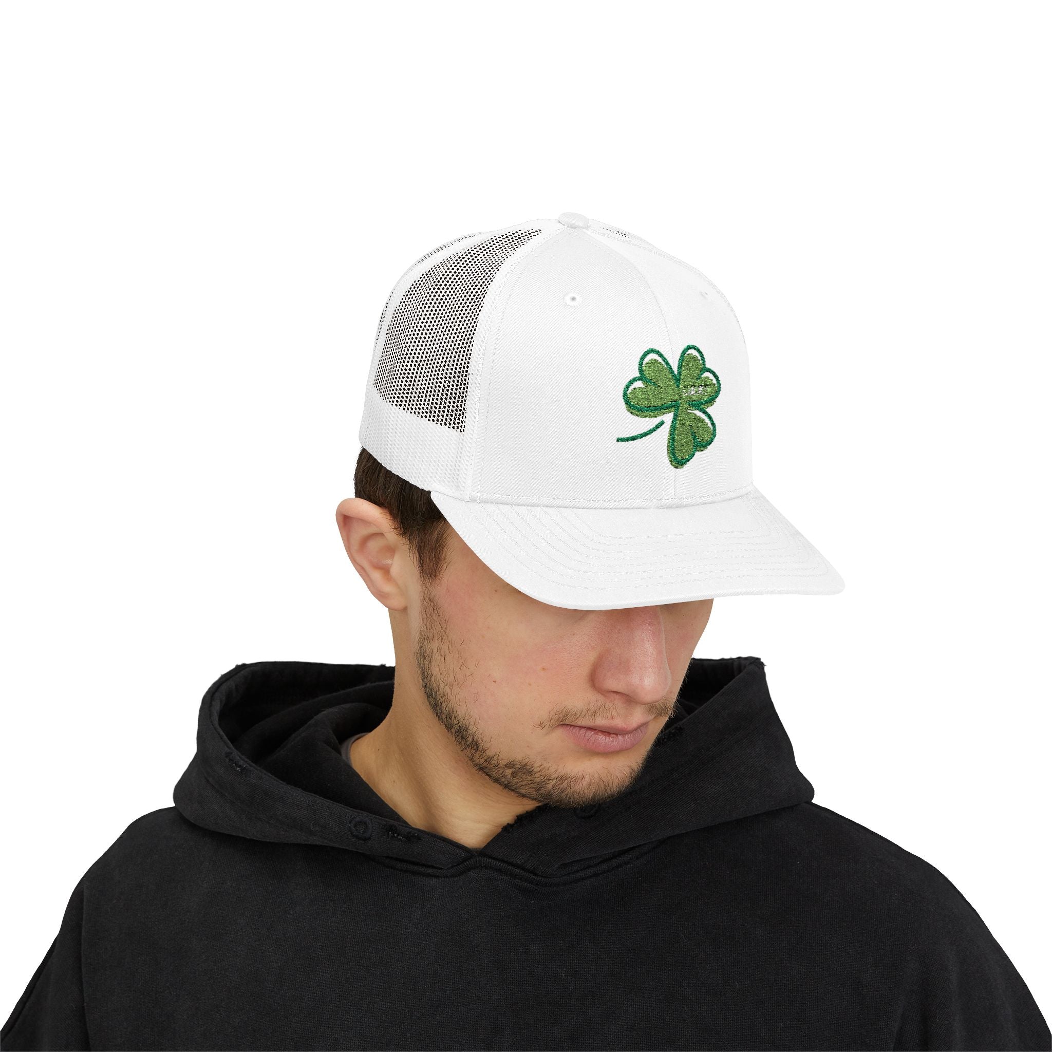 St. Patrick's Day Lucky 4-Leaf Clover Snapback Trucker Cap