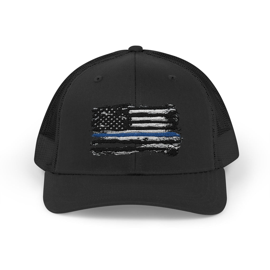 Thin Blue Line Patriotic Snapback Trucker Cap with Thin Red Line Design, Ideal for First Responders, Supportive Gifts, Everyday Wear
