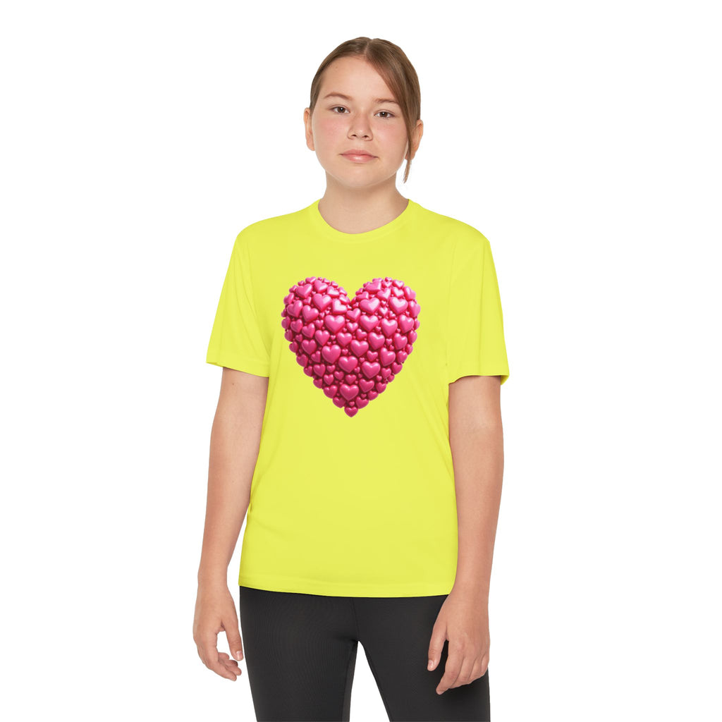 Heart Youth T-Shirt Sports Graphic Tee, Cool Athletic Shirt for Kids, Perfect for Sports Events, Team Spirit