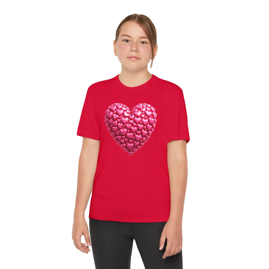 Heart Youth T-Shirt Sports Graphic Tee, Cool Athletic Shirt for Kids, Perfect for Sports Events, Team Spirit