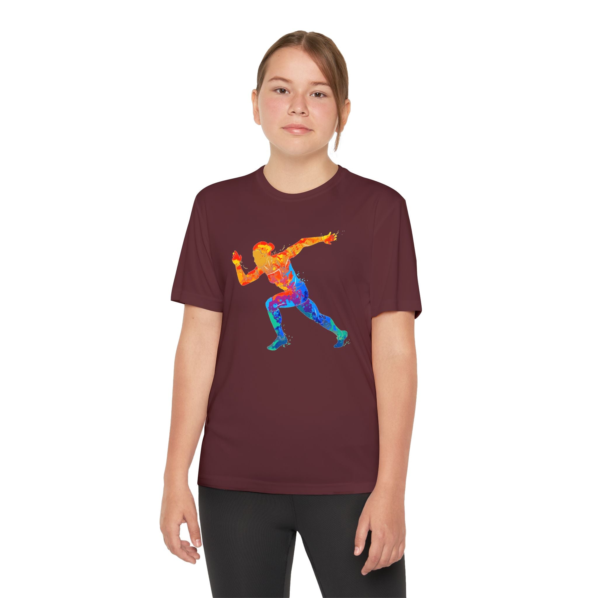 Running Youth T-Shirt Sports Graphic Tee, Cool Athletic Shirt for Kids, Perfect for Sports Events, Team Spirit
