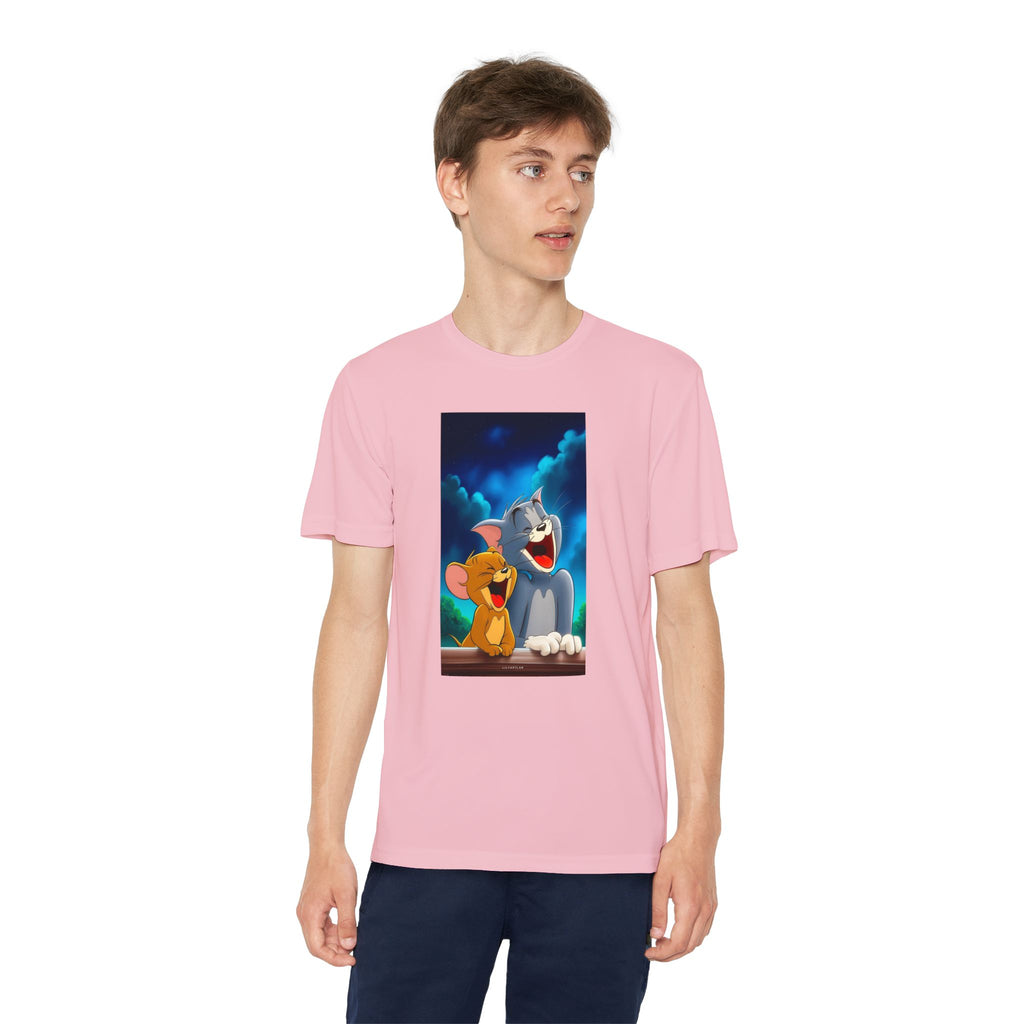 Youth Competitor Tee with Tom And Jerry design, Cartoon Graphic Kid's T-Shirt, Kids Tee, Children's Clothing, Funny Tee for Boys and Girls