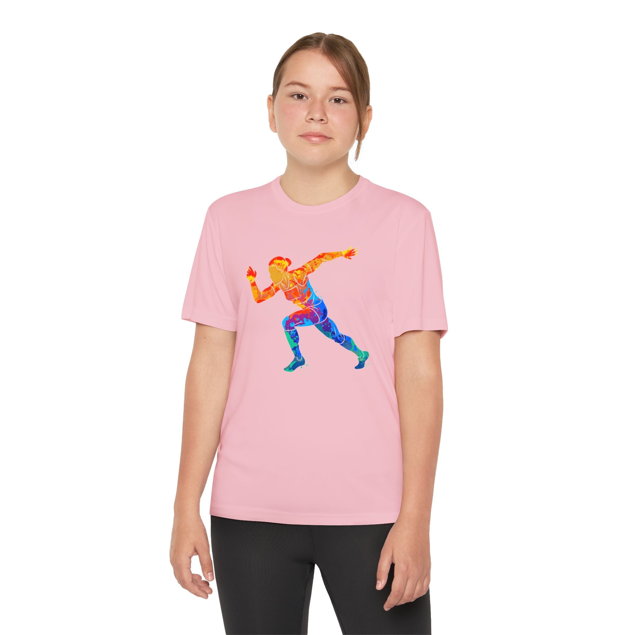 Running Youth T-Shirt Sports Graphic Tee, Cool Athletic Shirt for Kids, Perfect for Sports Events, Team Spirit