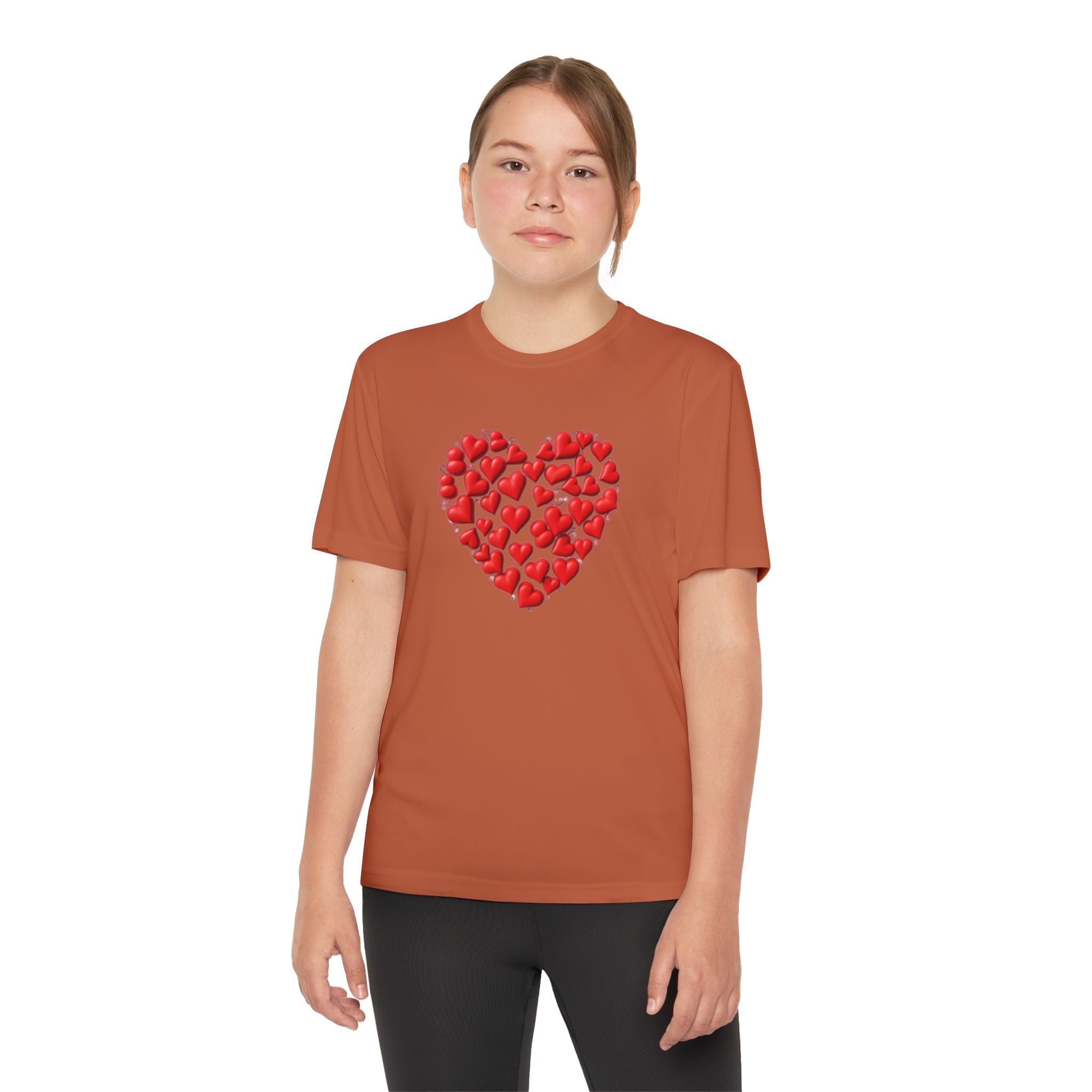 Heart Youth T-Shirt Sports Graphic Tee, Cool Athletic Shirt for Kids, Perfect for Sports Events, Team Spirit