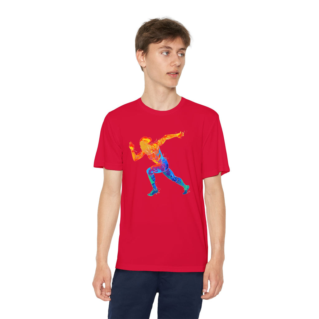 Running Youth T-Shirt Sports Graphic Tee, Cool Athletic Shirt for Kids, Perfect for Sports Events, Team Spirit