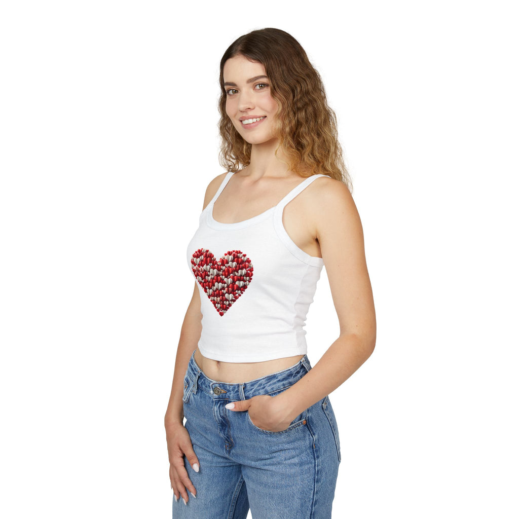 Heart Tank Top, Love Cami, Valentine's Day Shirt, Romantic Sleeveless Tee, Women's Summer Blouse, Cute Spaghetti Strap Tank