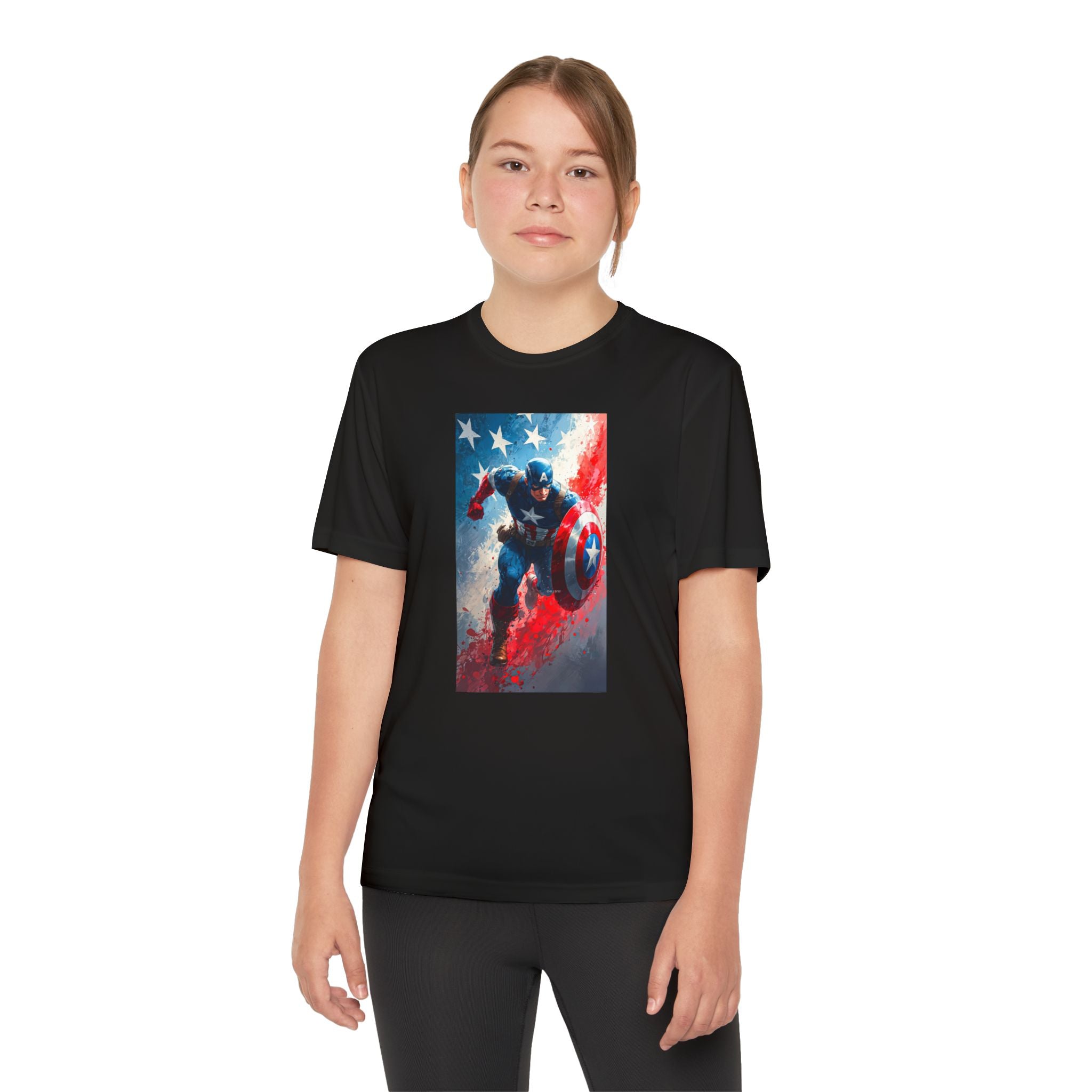 Captain America Superhero Marvel Patriotic, Kids Graphic T-Shirt, Boys Hero Top, Girls Comic Book Clothing, Birthday