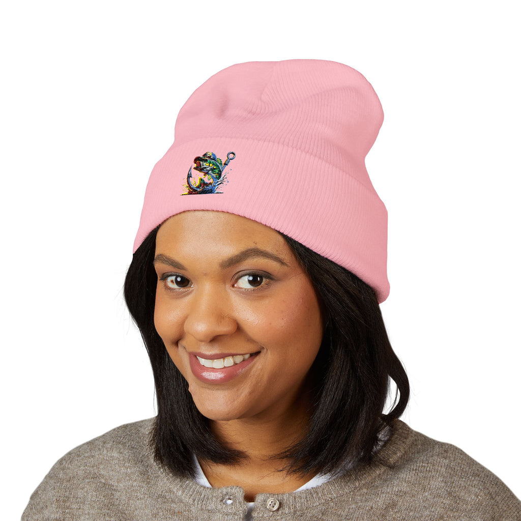 Beanie, Fishing Embroidered Hat for Outdoor Enthusiasts, Angler Gift, Fisherman Apparel, Winter Headwear, Knit Cap