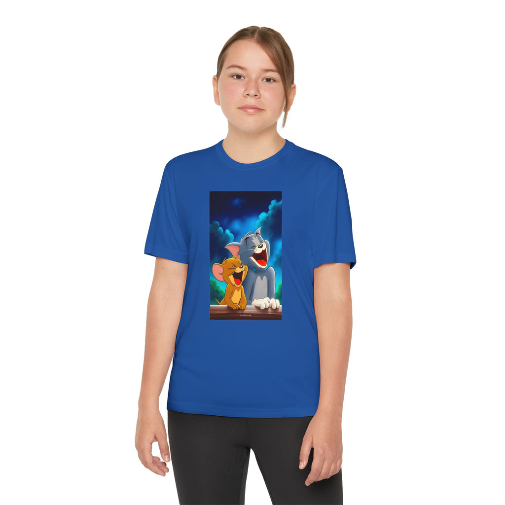 Youth Competitor Tee with Tom And Jerry design, Cartoon Graphic Kid's T-Shirt, Kids Tee, Children's Clothing, Funny Tee for Boys and Girls