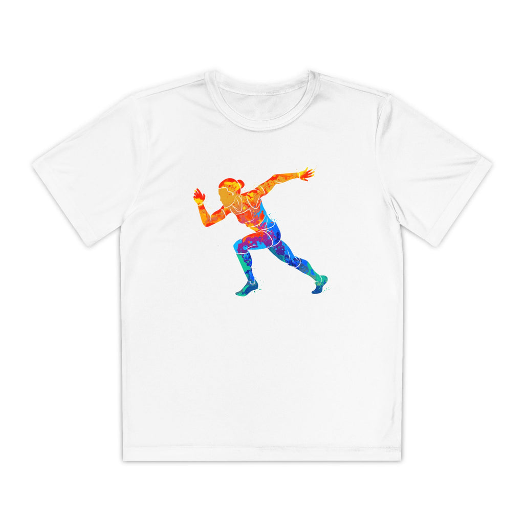 Running Youth T-Shirt Sports Graphic Tee, Cool Athletic Shirt for Kids, Perfect for Sports Events, Team Spirit