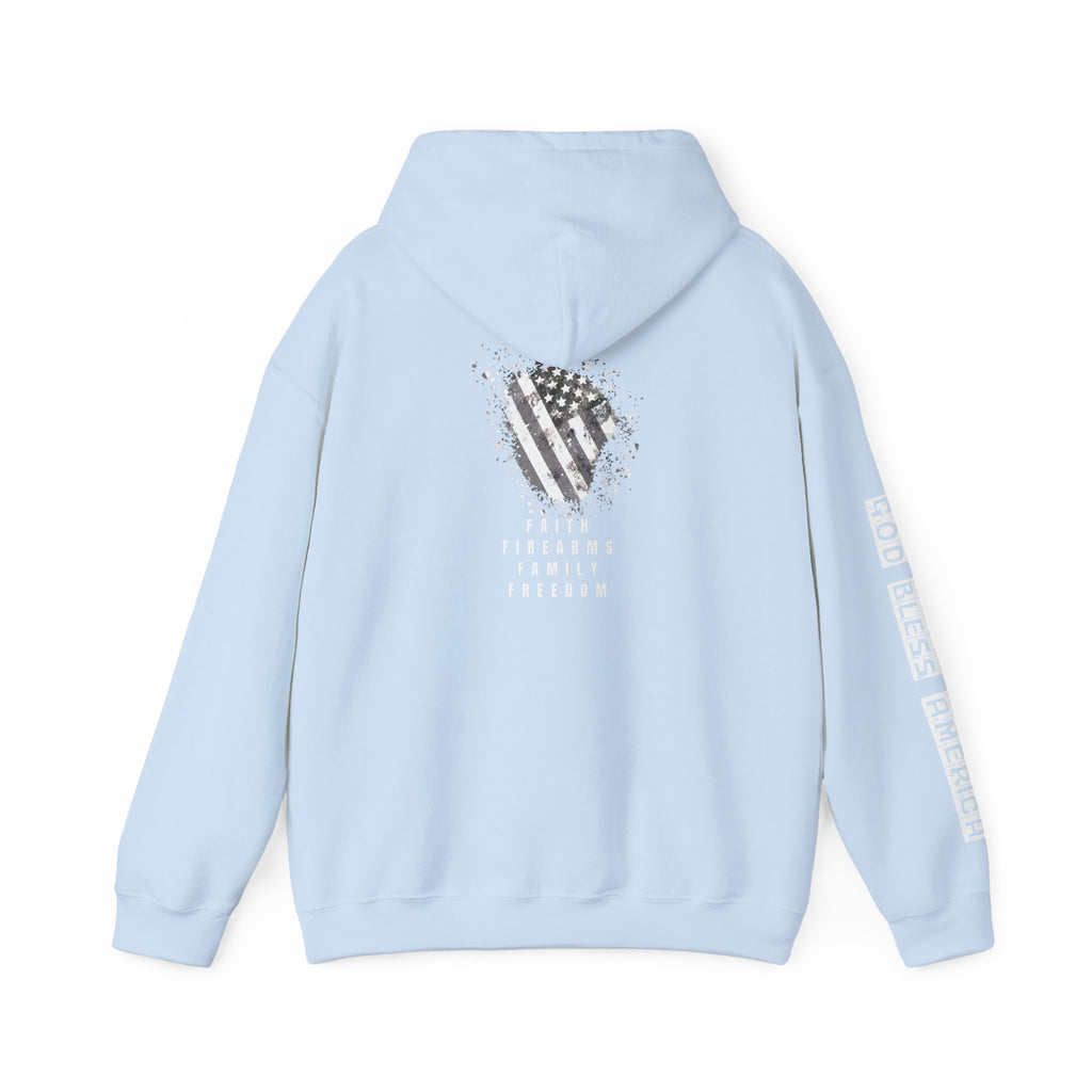 Faith Family Firearms Freedom Hooded Sweatshirt with Faith, Family, Firearms & Freedom Design - Unisex Cozy Wear for Celebrations