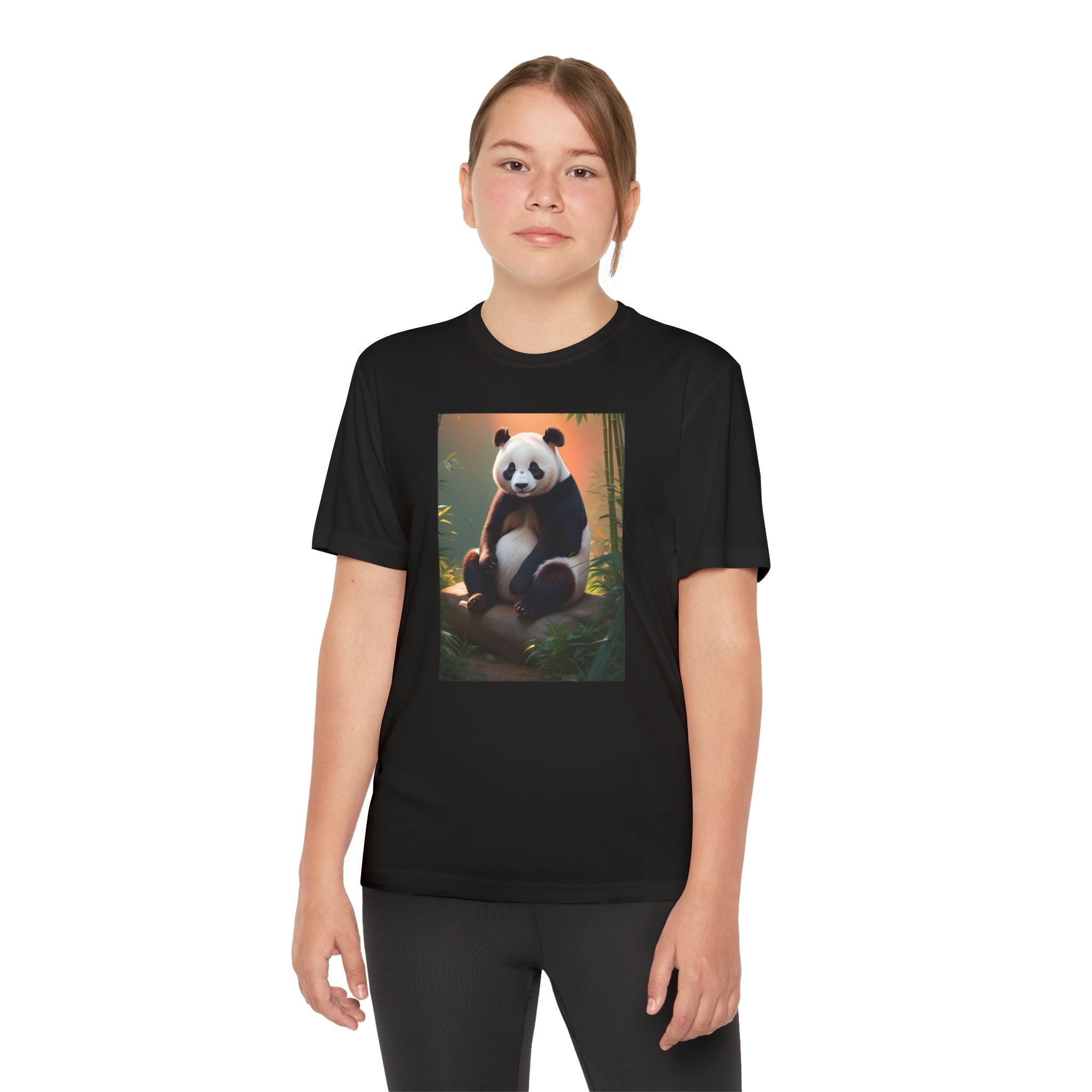 Panda Youth Tee Shirt, Kids Animal Graphic Top, Cute Black and White Tee, Children's Zoo Theme Shirt, Bamboo Bear Shirt, Kid's Nature Gift