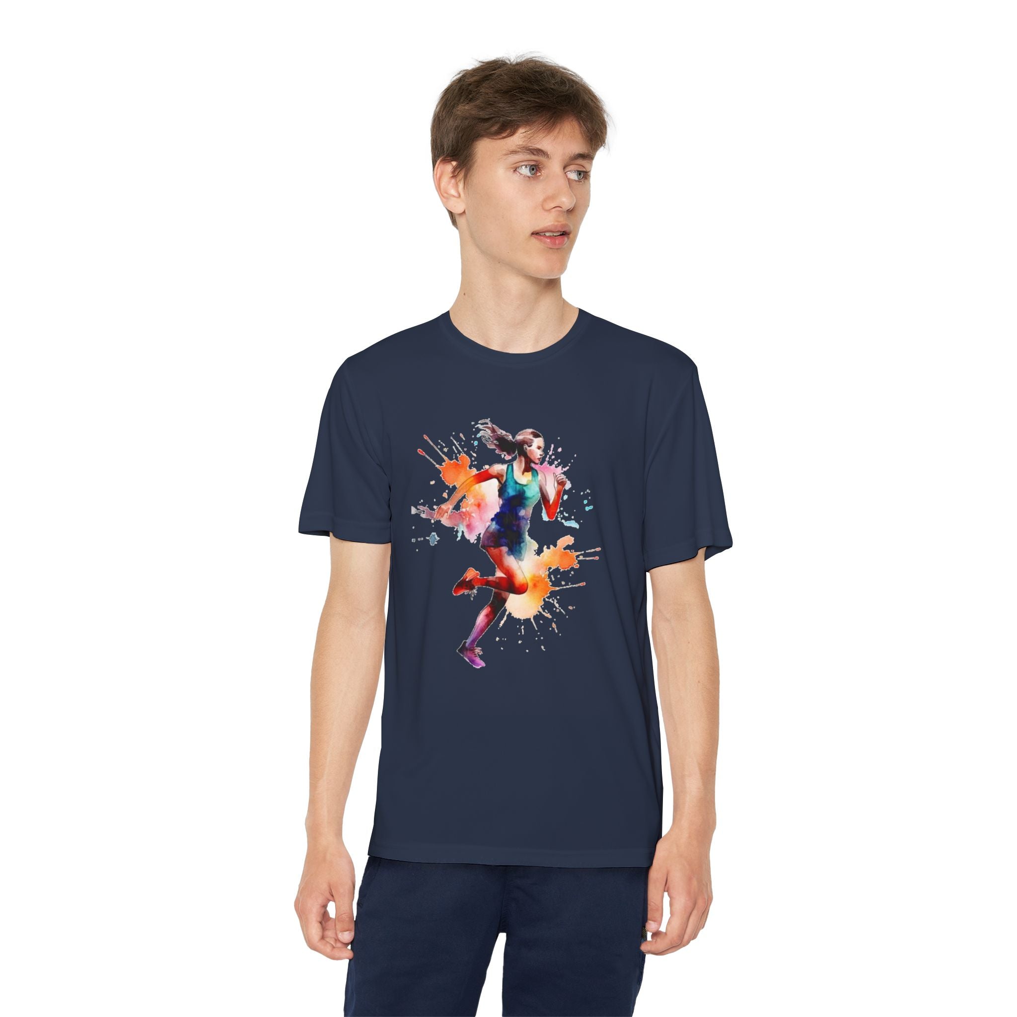 Running Youth T-Shirt Sports Graphic Tee, Cool Athletic Shirt for Kids, Perfect for Sports Events, Team Spirit